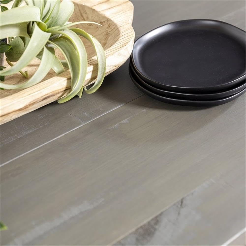 Pemberly Row 72 Inch Solid Wood Trestle Dining Table - Gray and Brown Finish - Perfect for Farmhouse, Rustic & Modern Dining Rooms