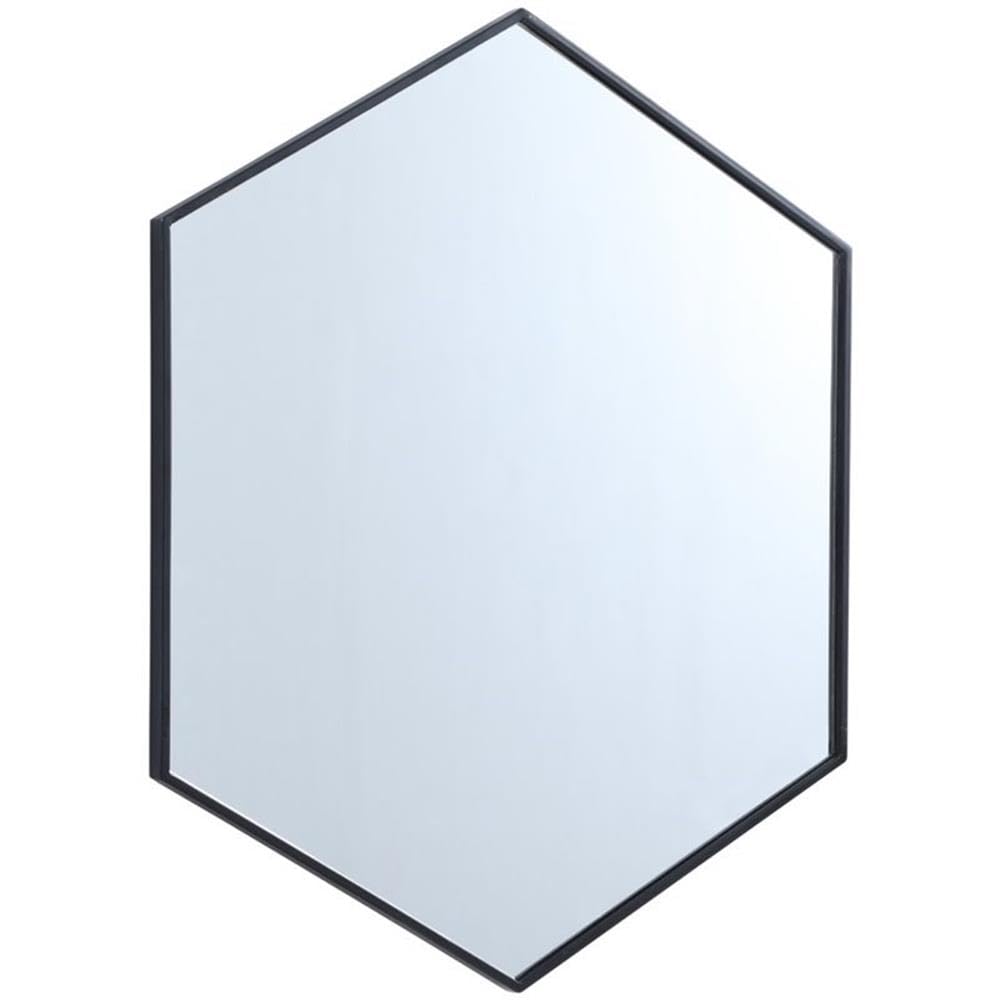 Black Hexagonal Metal Frame Mirror 32