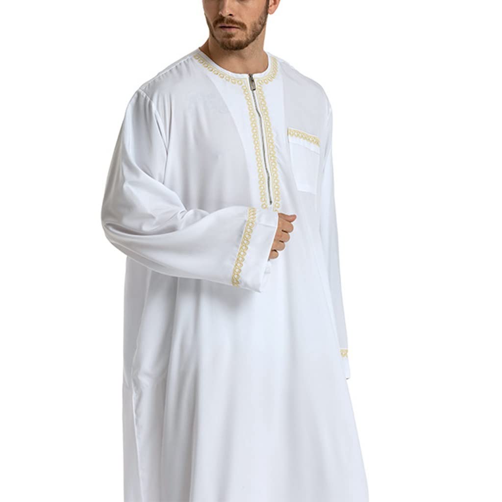 Premium Muslim Arab Robe - Long Sleeve Kaftan Thobe Gown for Men | Middle Eastern Jubba Clothing | Eid Prayer, Wedding & Casual Wear