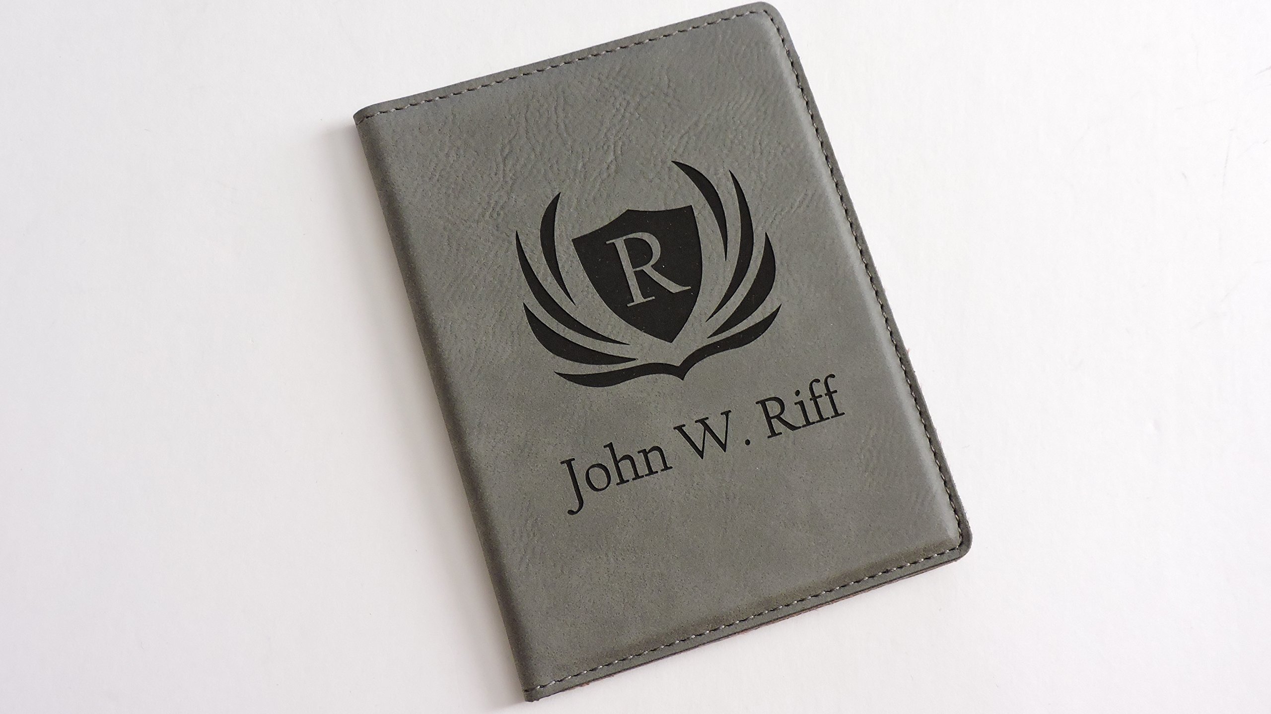 Custom Passport Cover Holder Wallet - Black with Silver Text - Perfect for Travel, Business Trips & Gifts