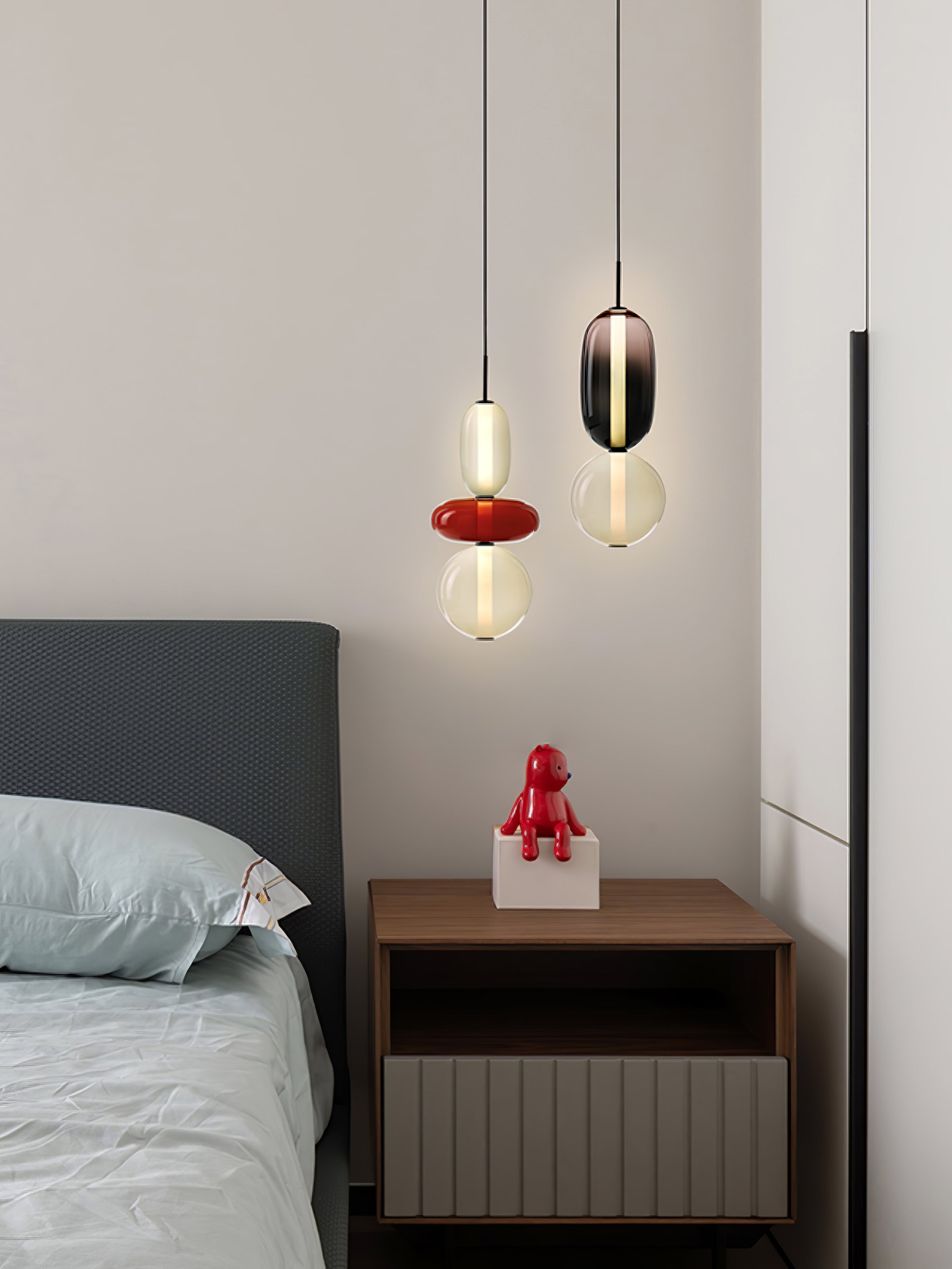 Stylish Candied Glass Pendant Light Set - Modern Hanging Fixture for Dining Room, Kitchen Island & Bedroom Decor
