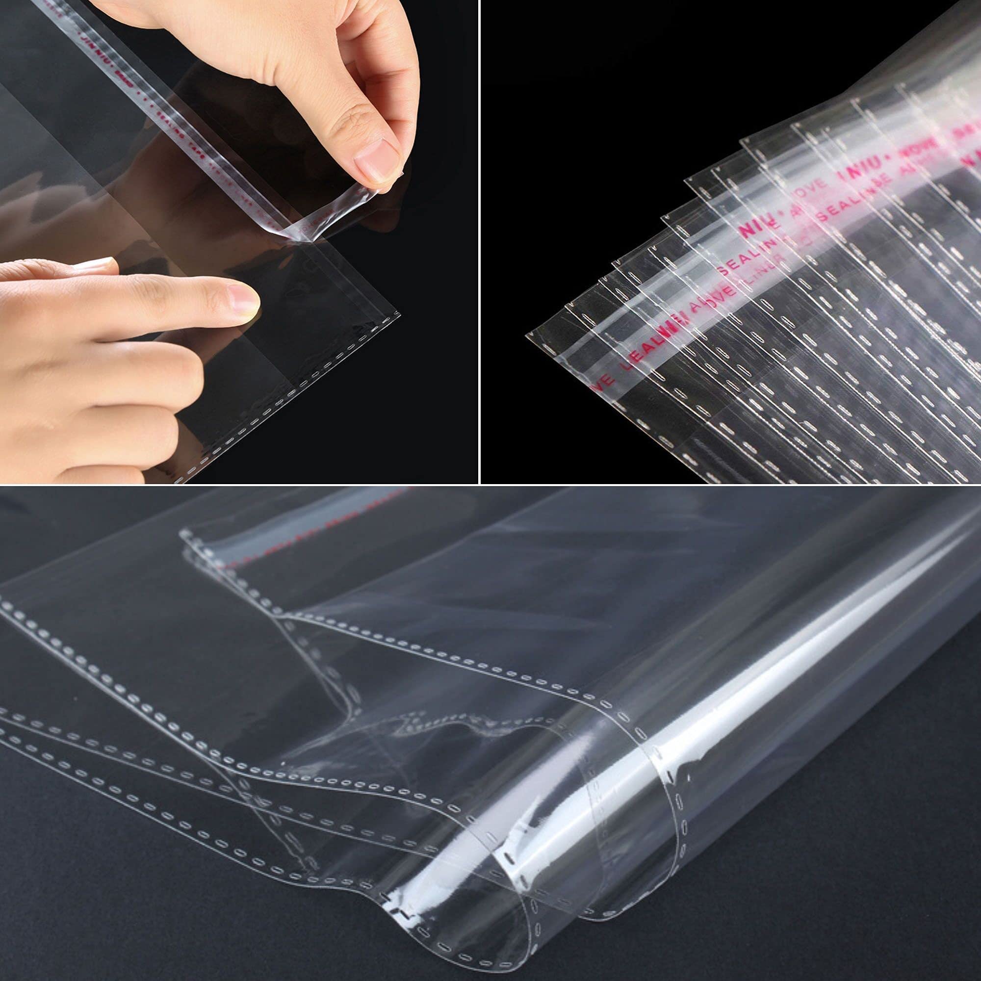 200pcs Clear Self Stick Cello Bags 9×12