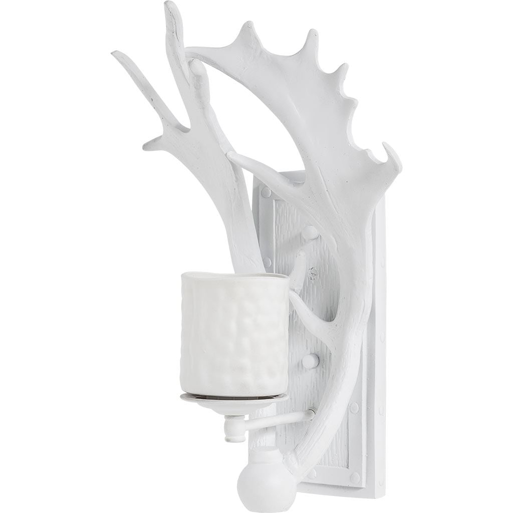 White Antler Rockland Wall Sconce - Modern Farmhouse Lighting for Living Room, Bedroom & Hallway - Elegant Antler-Inspired Design for Rustic Home Decor