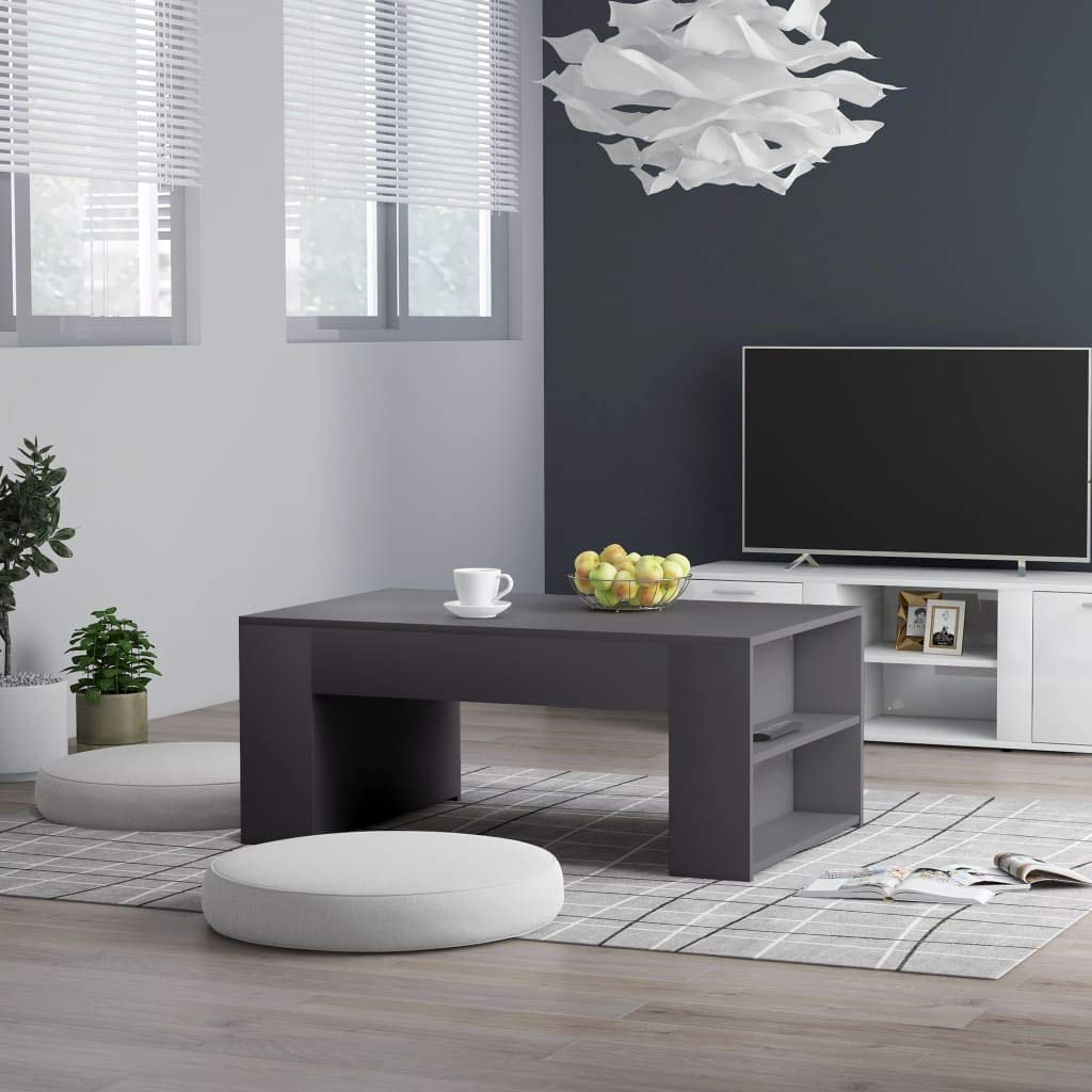 Multifunctional Coffee Table with Storage - Modern End Table for Living Room, Sofa & Couch - Sturdy Chipboard Home Furniture in Gray - Perfect for TV Room, Bedroom & Small Spaces