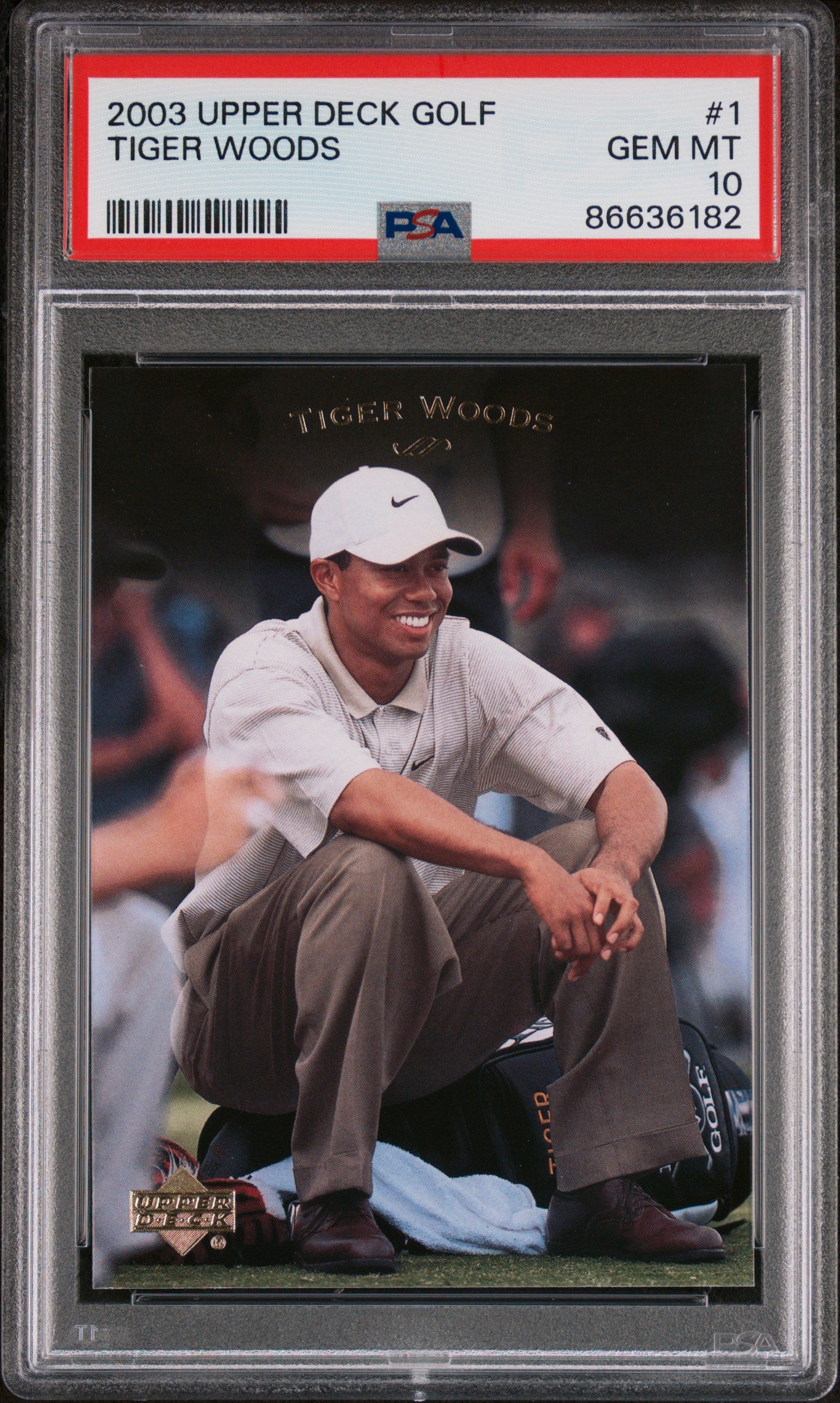 2003 Upper Deck Golf Tiger Woods #1 PSA 10 Gem Mint - Rare Collectible Trading Card for Sports Memorabilia & Golf Fans