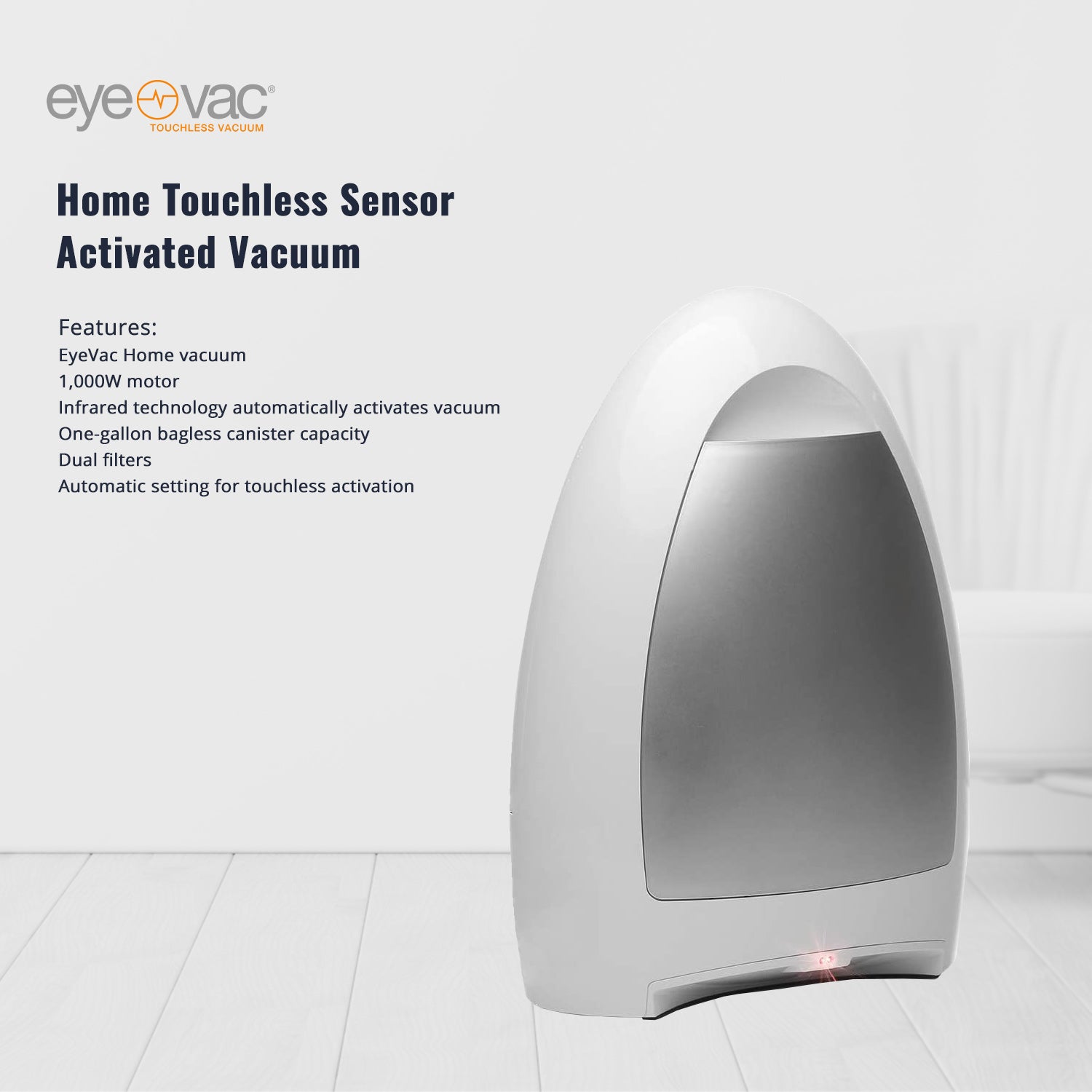 EyeVac Air Cordless Handheld Vacuum Cleaner - White & Silver | Portable for Home, Car, Office Cleaning | Lightweight & Powerful Suction