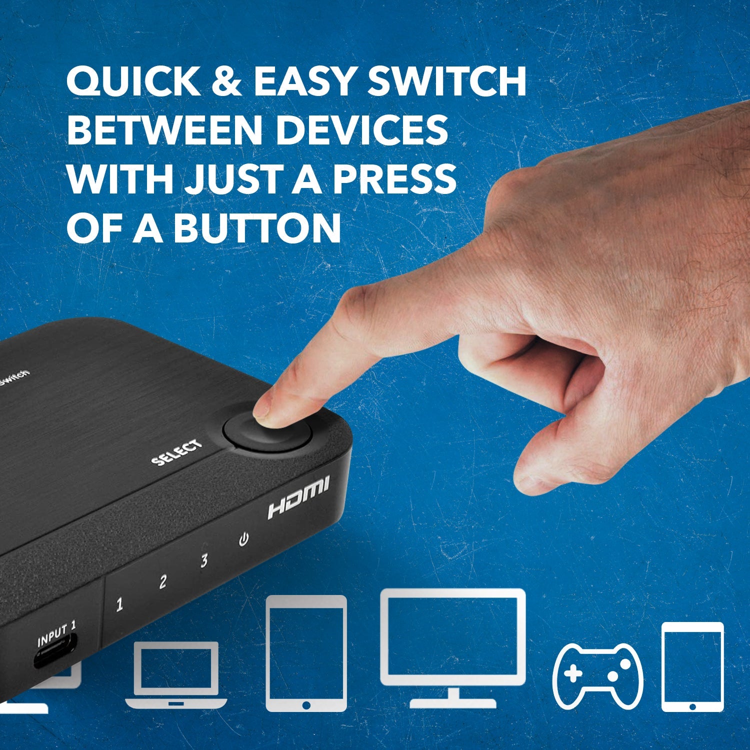 4K 3x1 HDMI Switch with 2 HDMI & USB-C Input - UHD 301C - Seamless 4K UHD Video Switching for Home Theater, Gaming & Office Setup