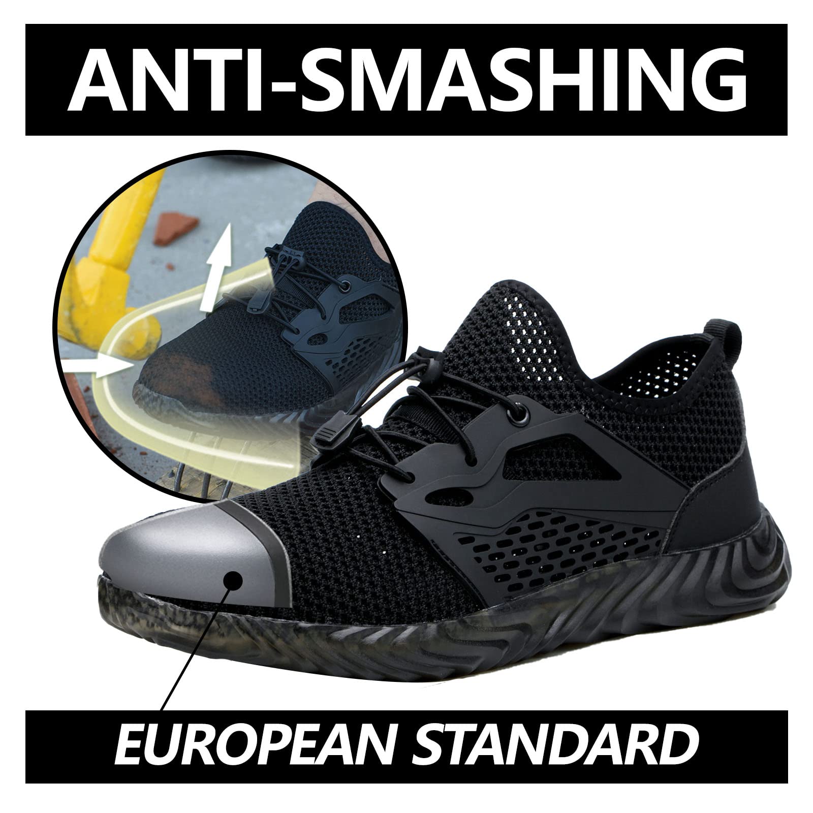 SUADEX Steel Toe Work Boots for Men & Women - Indestructible Safety Shoes for Construction, Industrial & Heavy Duty Work - Perfect for Job Sites, Factories & Outdoor Labor