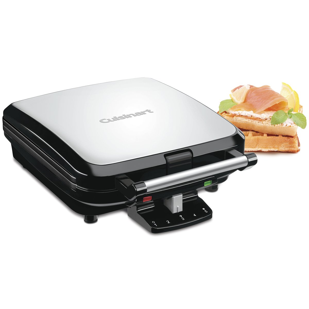 Cuisinart 4-Slice Belgian Waffle Maker - Stainless Steel Silver WAF-150C - Perfect for Breakfast, Brunch & Family Gatherings