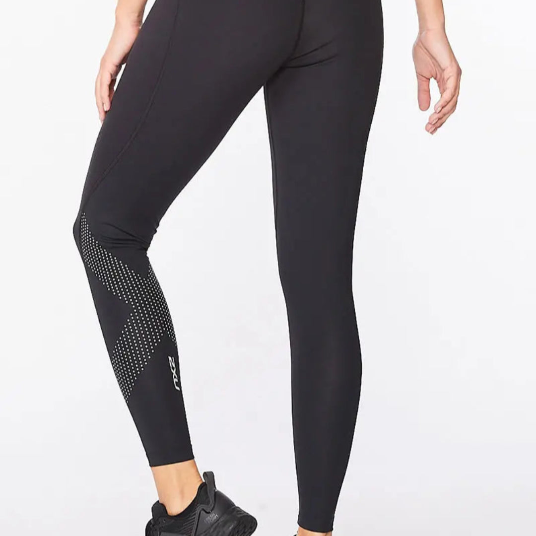 2XU Women's Motion Mid-Rise Compression Tights - High-Performance Workout Leggings for Running, Yoga & Gym Training