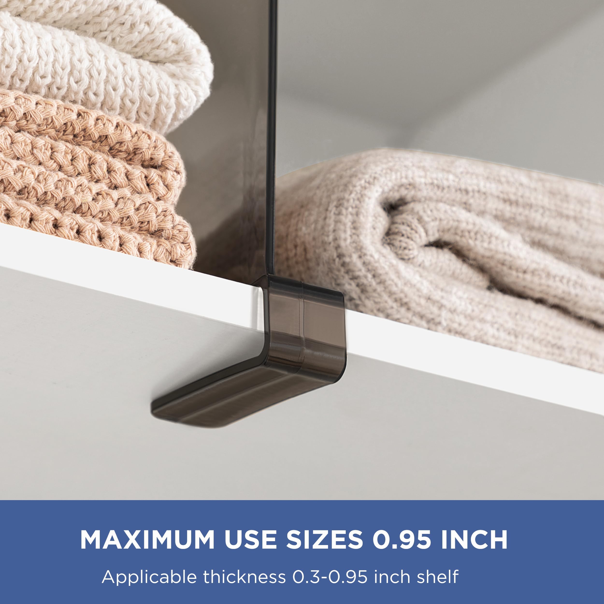 HBlife 8 Pack Grey Shelf Dividers - Adjustable Acrylic Closet Organizer for Sweaters, Shirts & Handbags | Perfect for Bedroom, Kitchen & Bookshelf Organization | Space Saving Storage Solution for Home & Office