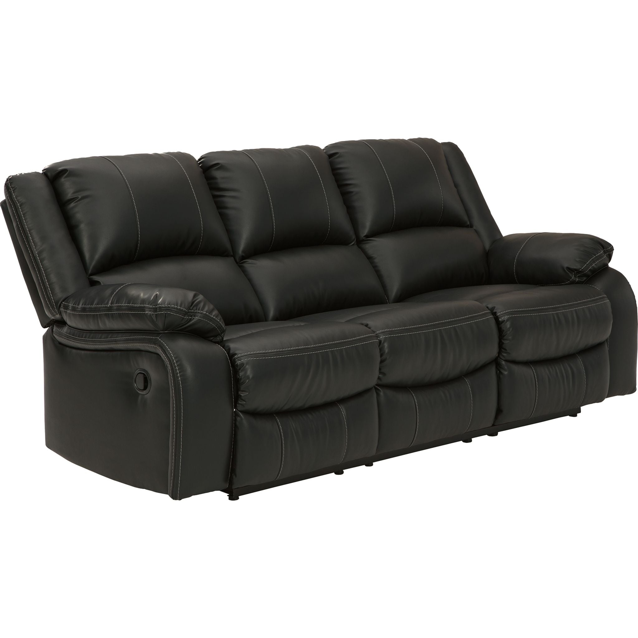 Calderwell Reclining Sofa - Black Leather Recliner Couch for Living Room | Comfortable Modern Sectional Sofa with Adjustable Backrest | Perfect for Home Theater, Lounge & Family Room Relaxation
