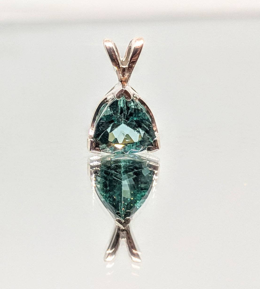 Handcrafted Solid Sterling Silver or Gold Swiss Blue Topaz Pendant Necklace - 5mm & 9mm Trillion Cut Gemstone Dangle Jewelry - Custom Fine Jewelry for Women - Perfect for Weddings, Anniversaries & Special Occasions