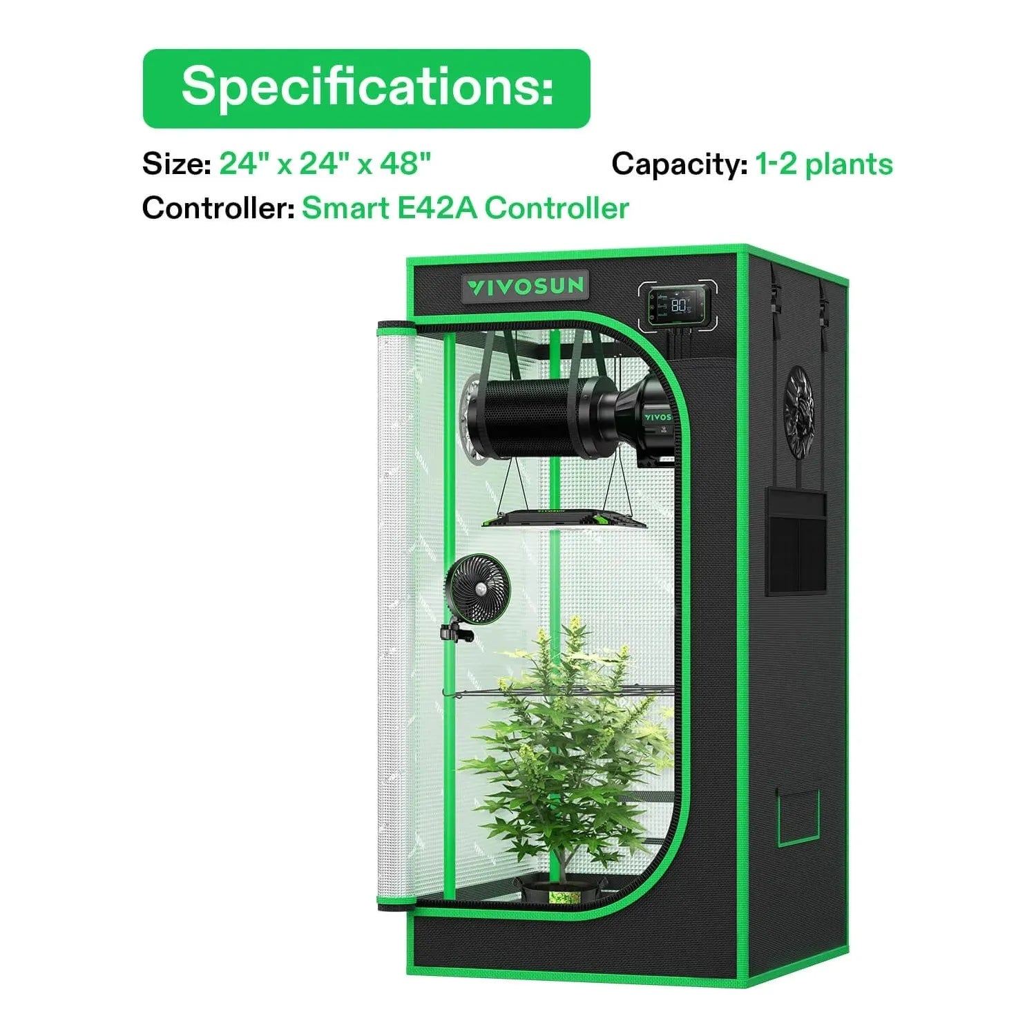 Vivosun Smart Grow Tent Kit Pro - 2'x2' Indoor Hydroponic System for 1 Plant | Perfect for Home Gardening, Closet Grow Setup & Small Space Cultivation