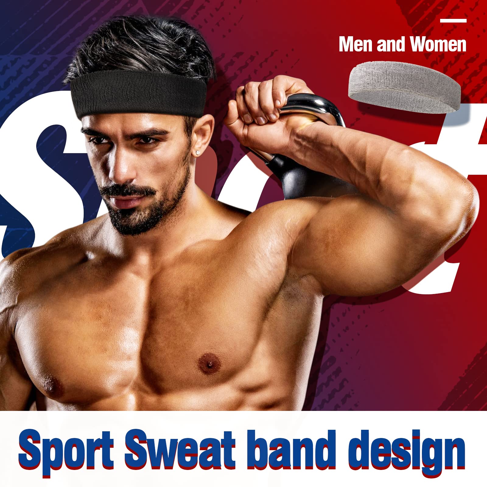 Breathable Sweatbands for Men & Women - Moisture Wicking Sports Headband, Cotton Athletic Hairband for Running, Cycling, Yoga & Gym - Stay Dry During Workouts & Spa Sessions