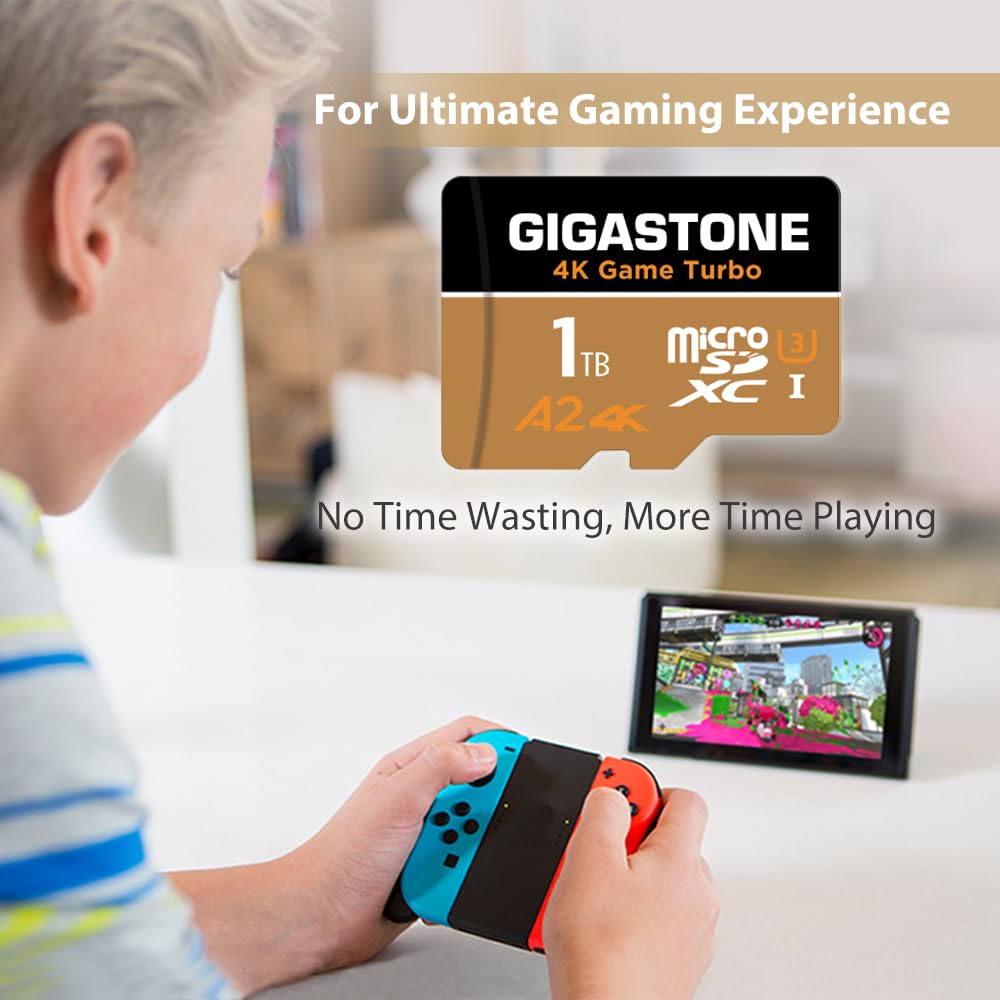 Gigastone 1TB Micro SD Card for Nintendo Switch - UHS-I U3 Class 10, 100MB/s Read Speed, 4K UHD Video Support, 5-Year Free Data Recovery - Perfect for Gaming, Action Cameras & Drones