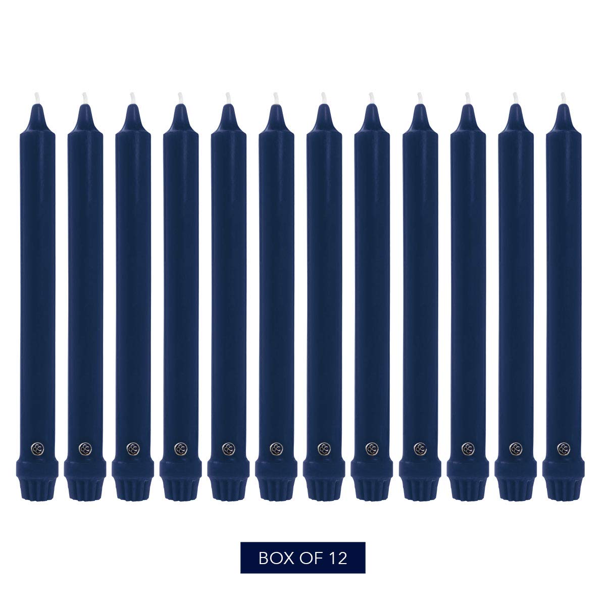 Colonial Candle Unscented Taper Candles - Classic Collection Indigo (12-Inch, Pack of 12) - 10-Hour Burn Time for Dining, Weddings & Home Decor