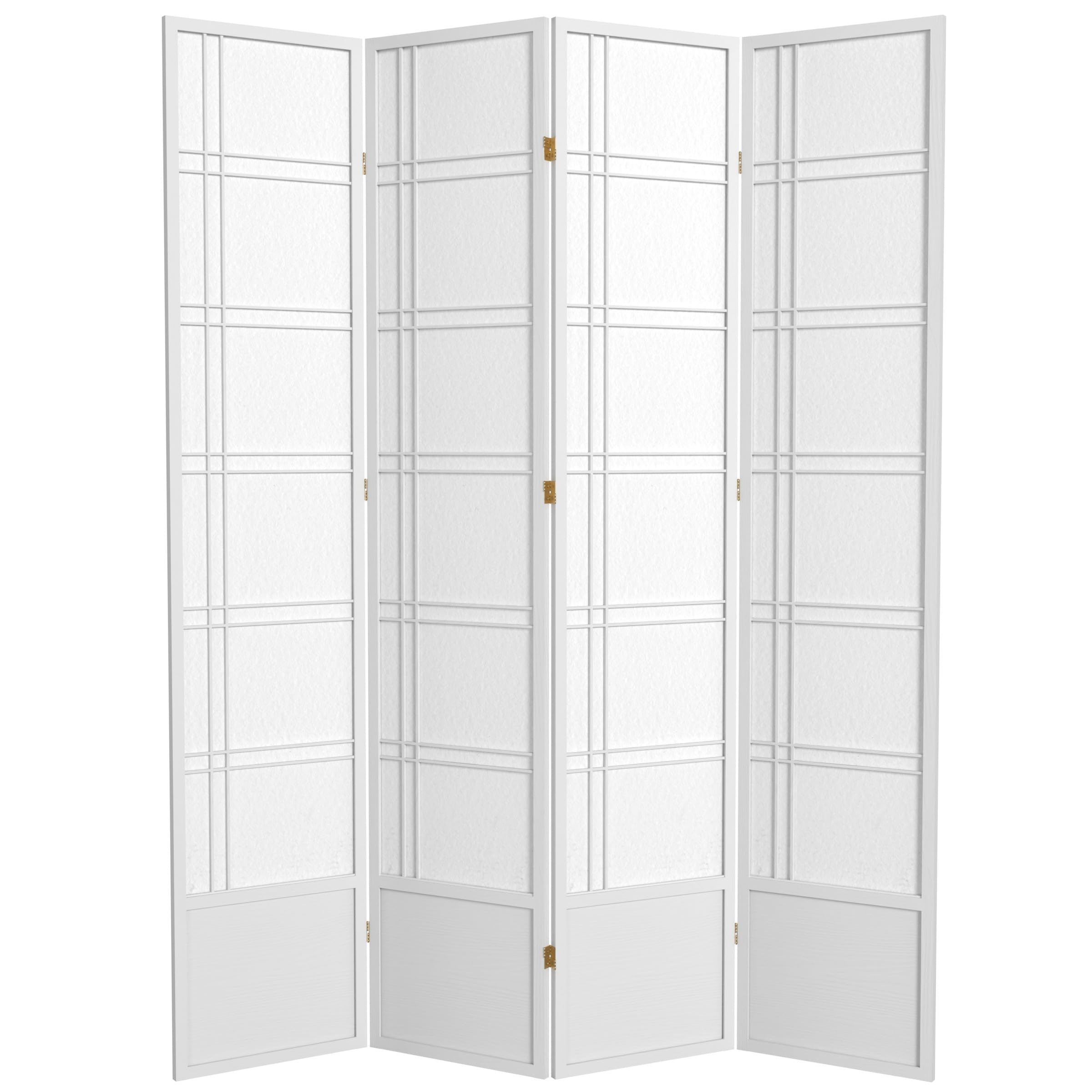 Red Lantern SS-84-DC White 4-Panel Room Divider - Elegant Folding Privacy Screen for Home, Office, or Event Space