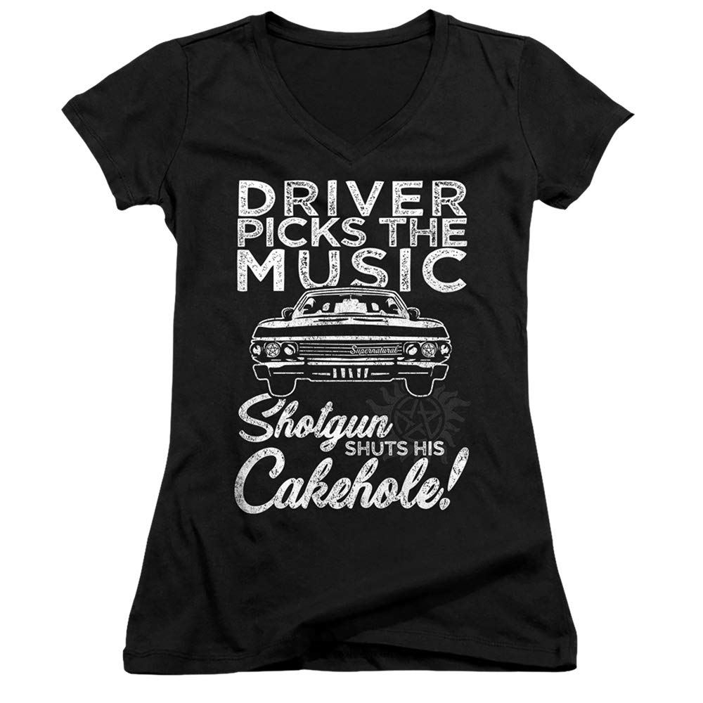 Supernatural Driver Picks Music Juniors' Sheer Fitted V-Neck T-Shirt | Trendy Graphic Tee for Teens & Young Adults | Perfect for Concerts, Casual Wear & Fan Merchandise