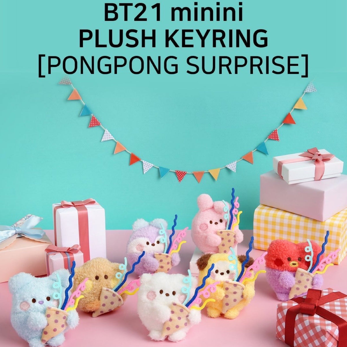 BT21 MININI Plush Keychain - PongPong Surprise Cute Collectible for BTS Fans | Perfect for Backpacks, Gifts & K-Pop Merchandise