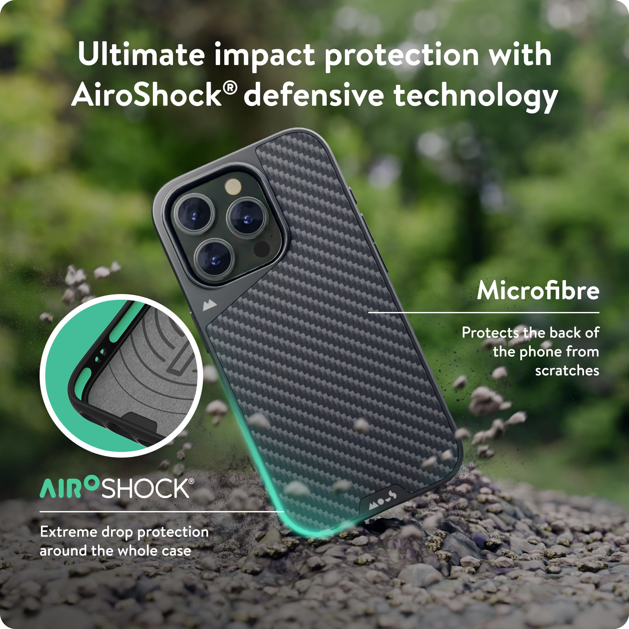 Mous Limitless 5.0 Carbon Fiber Case for iPhone 15 Pro Max | MagSafe Compatible | Shockproof Protective Cover | Perfect for Outdoor Adventures & Daily Protection