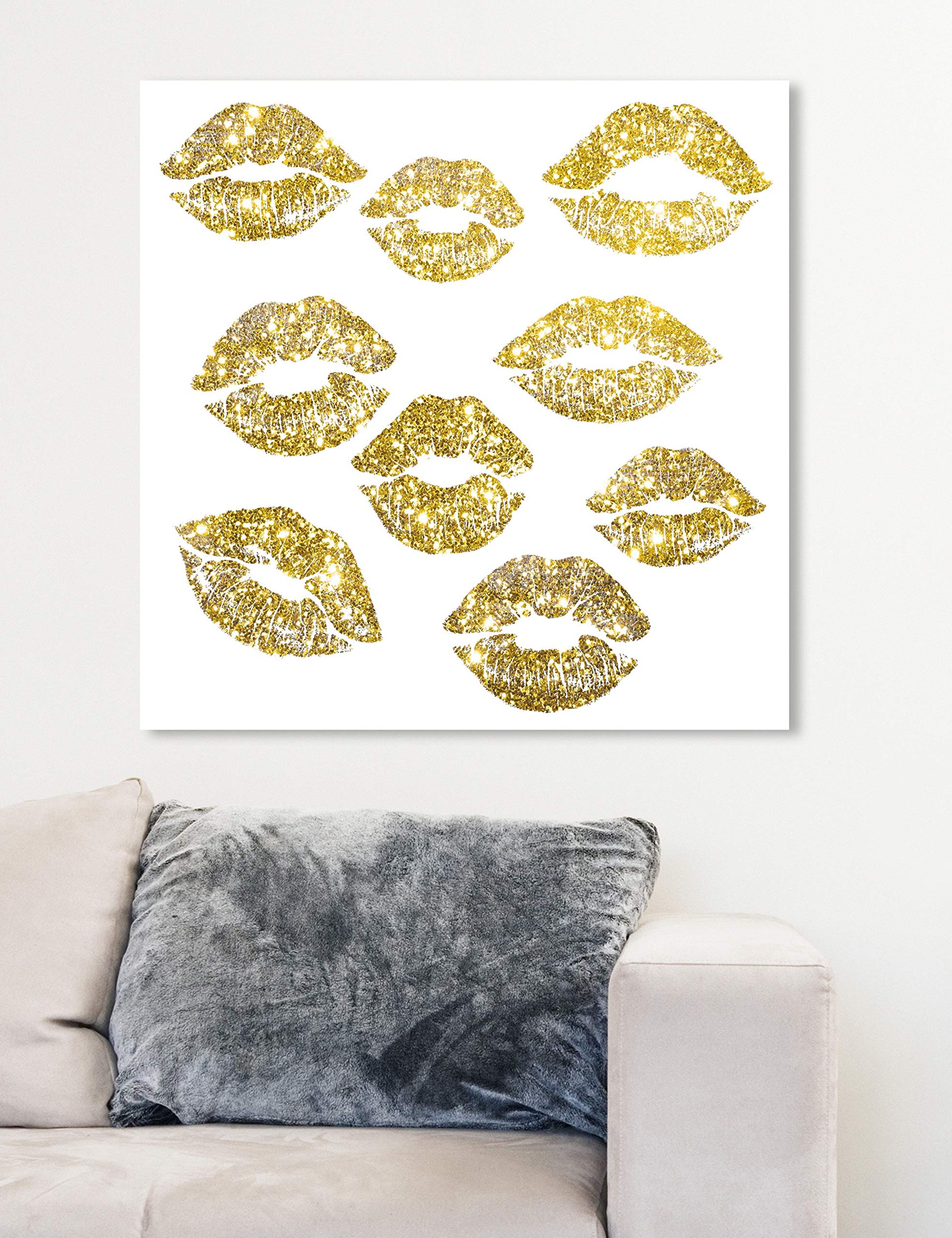 Oliver Gal Artist Co. Fashion Glam Wall Art Canvas Print - 24x24 Inch Gold & White Glitter 'Signs of Love' Home Decor for Living Room, Bedroom & Office