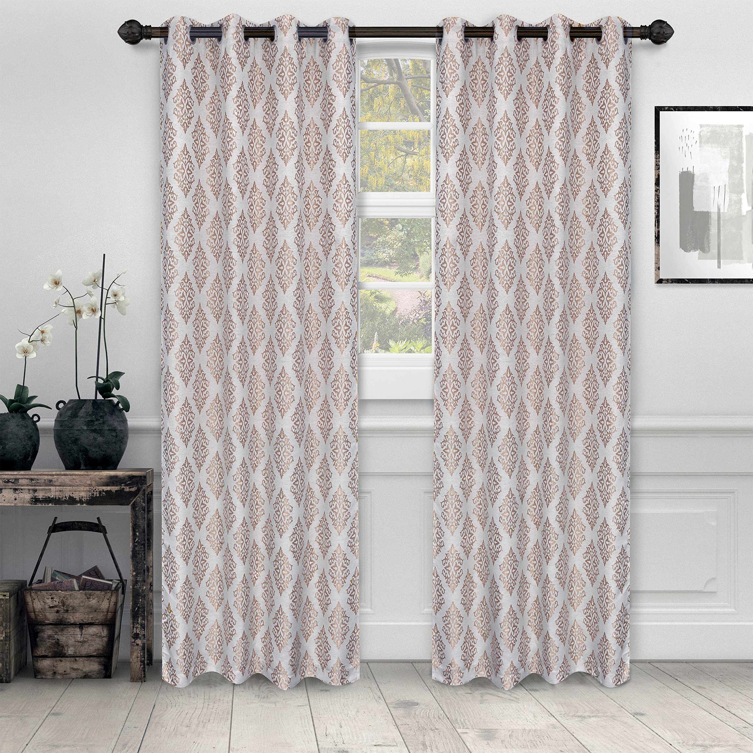 Elegant Jacquard Embroidered Curtains Set of 2 - 52