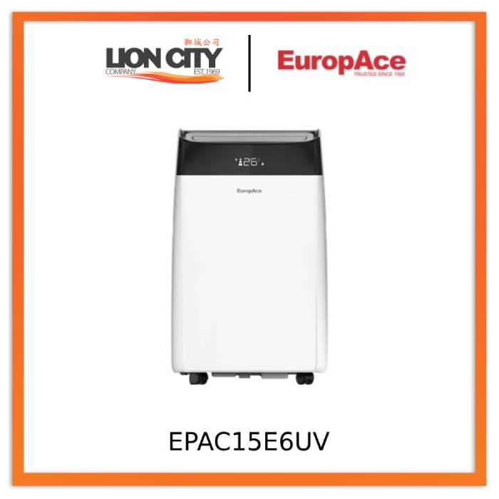 EuropAce EPAC15E6UV 15,000 BTU Portable Air Conditioner with WiFi - 4-in-1 Cooling, Dehumidifier, Fan & Air Purifier - Ideal for Bedrooms, Living Rooms & Home Offices