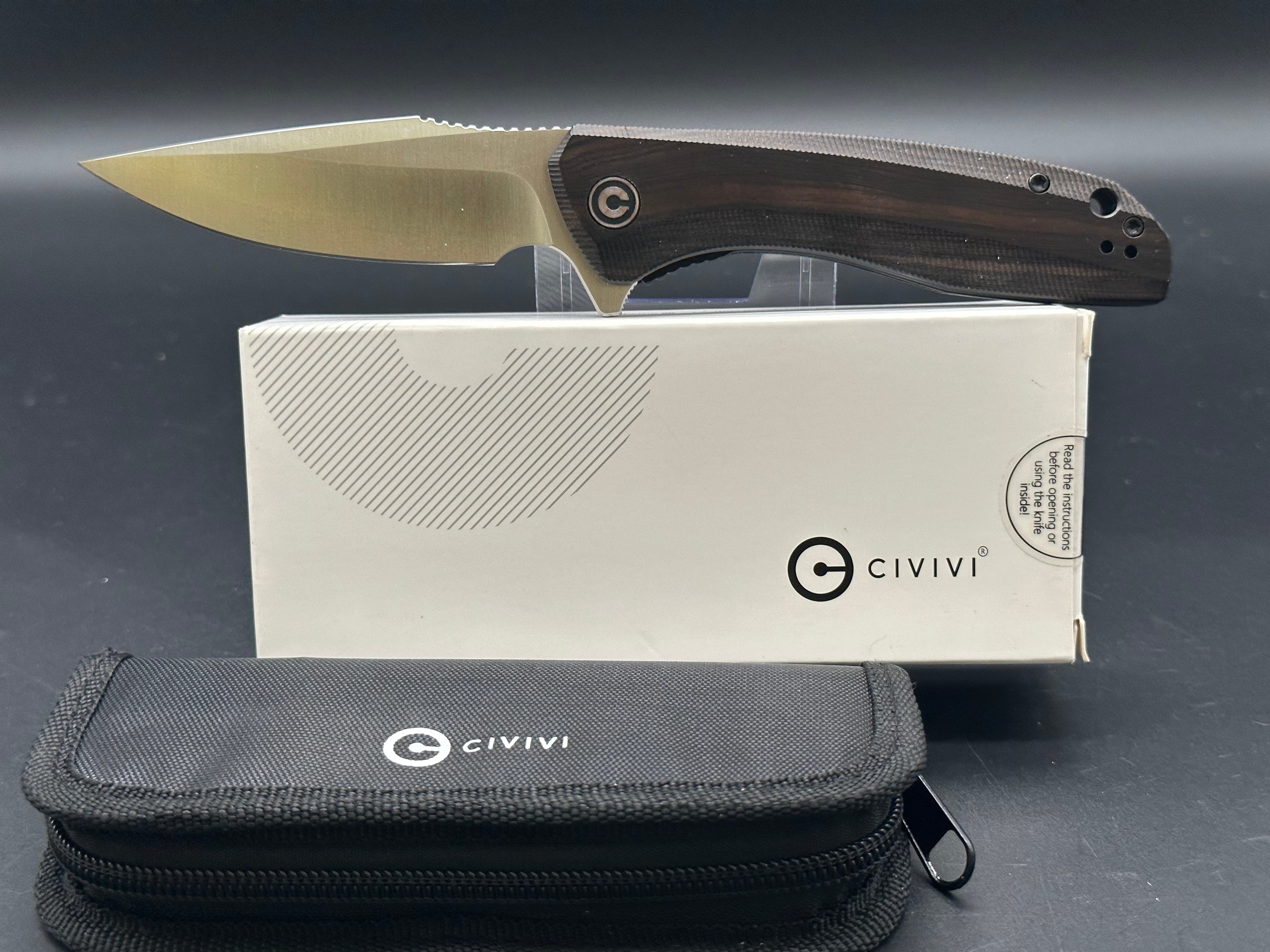 CIVIVI Baklash Flipper Liner Lock Knife with Ebony Wood Handle - EDC Pocket Knife for Outdoor, Camping, Hiking & Everyday Carry
