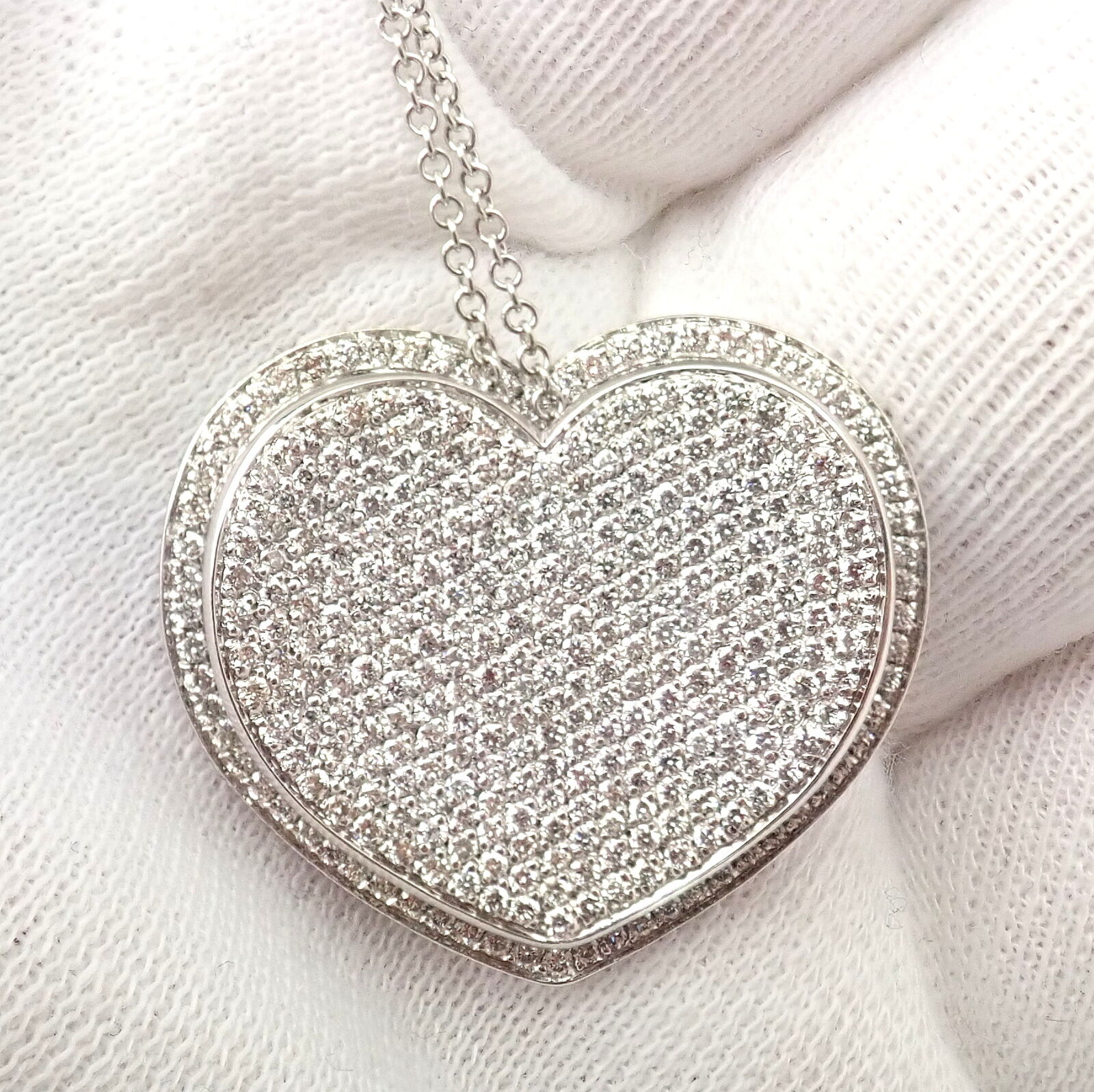 Authentic Pasquale Bruni 18k White Gold 2.02ct Pave Diamond Heart Necklace - Luxury Valentine's Gift for Her, Anniversary Jewelry & Romantic Occasion Present