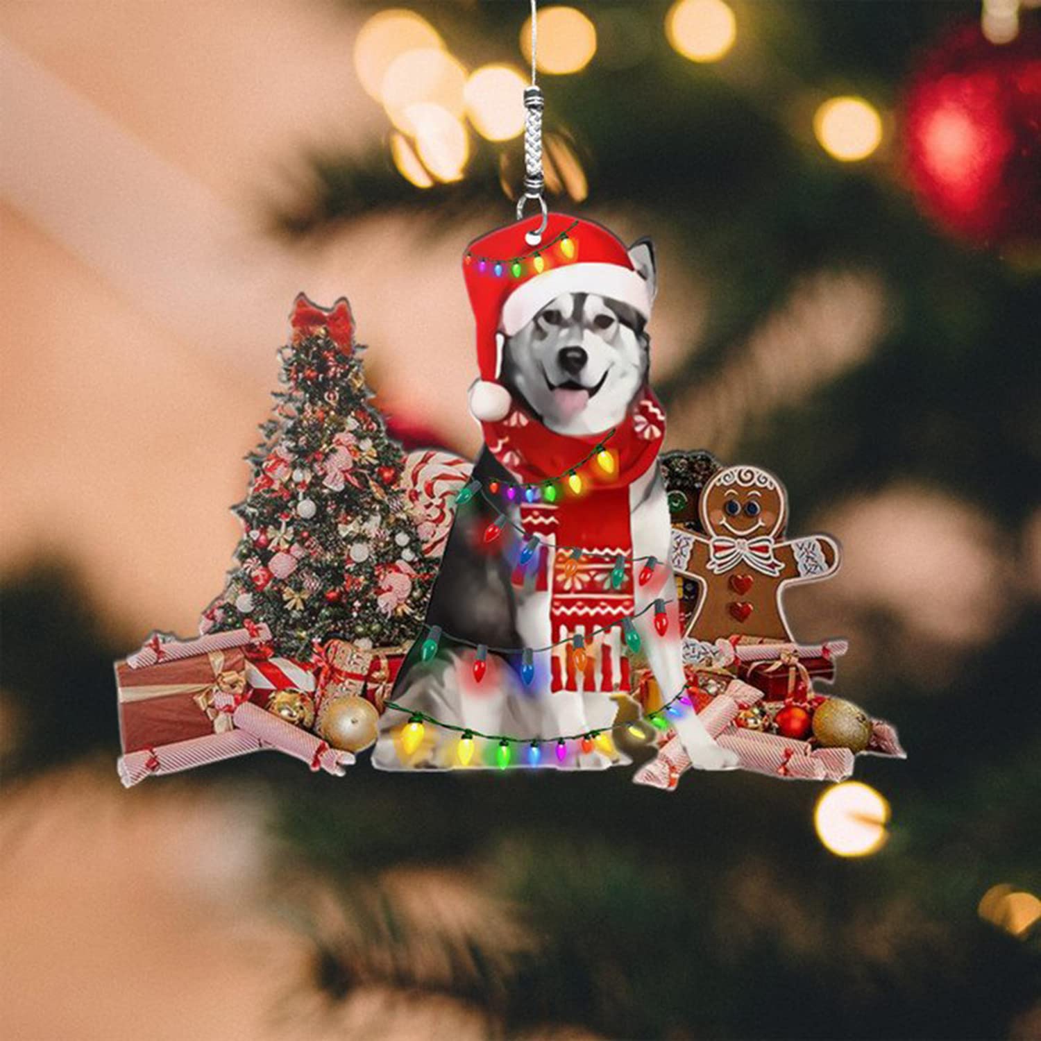 Festive Husky Christmas Ornaments - 20-Piece Gingerbread Cookie & Tree Decor Set | Durable Mica Plastic Hanging Ornaments for Holiday Decorating (10 Trinkets per Pack) - Perfect for Christmas Trees, Gift Wrapping & Home Holiday Displays