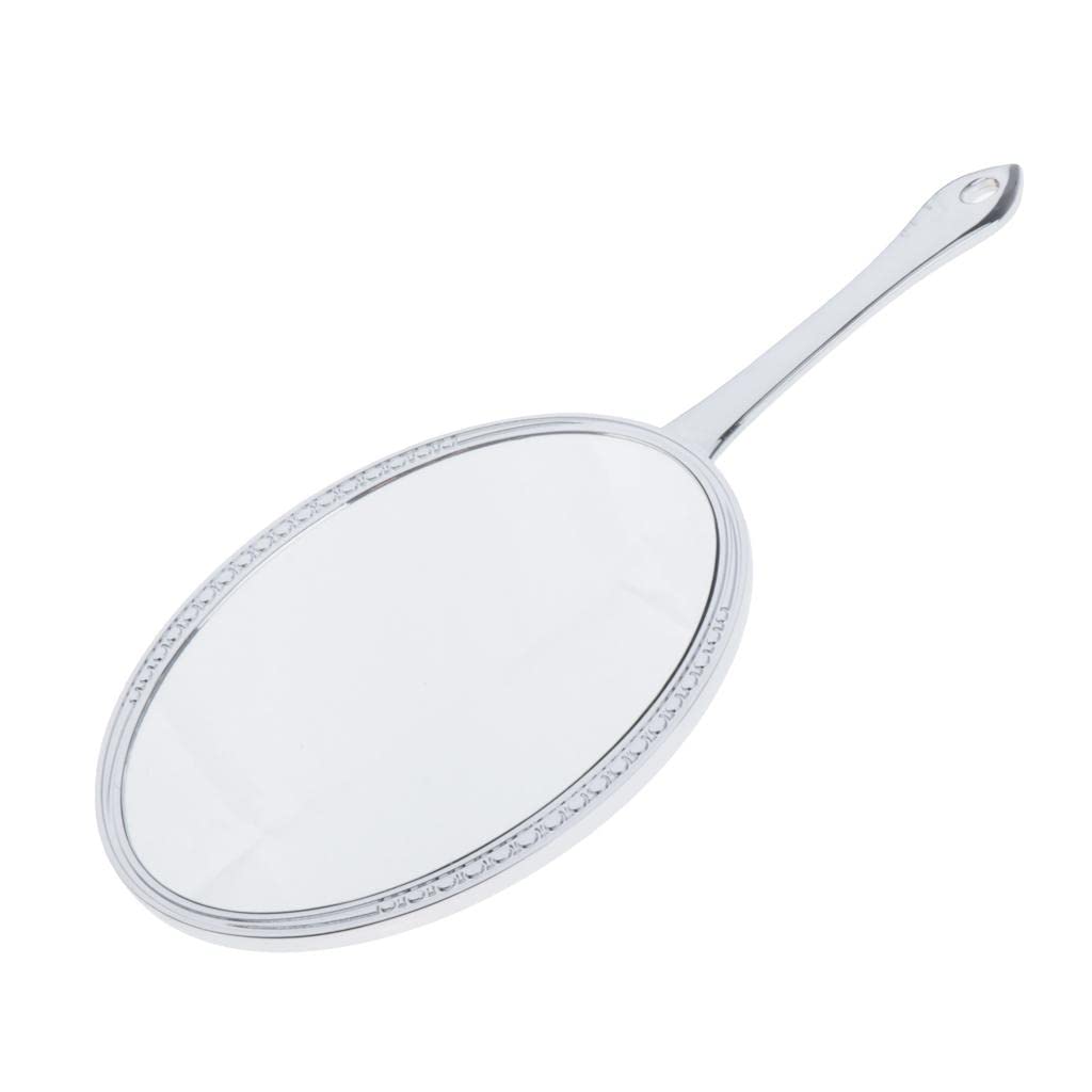 Losa 7-Inch Oval Handheld Makeup Mirror - Portable Travel Cosmetic Mirror with Magnification - Silver | Perfect for Home Vanity, Travel, and Professional Makeup Artists
