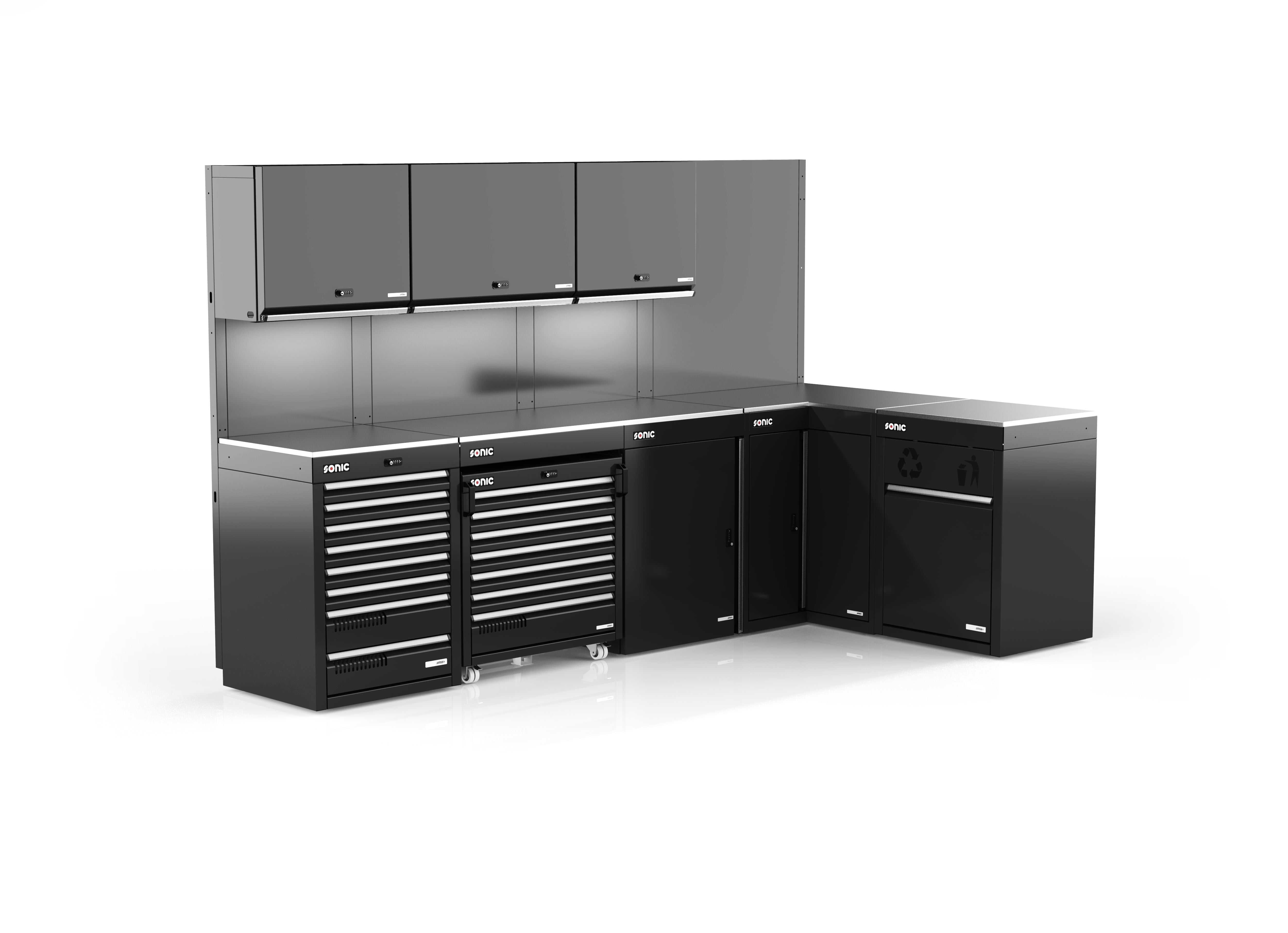 Sonic Tools MSS+ 134 Professional Tool Chest Set - 15 Drawer Rolling Tool Cabinet with Heavy-Duty Storage | Perfect for Home Garage, Auto Repair Shops & Professional Mechanics