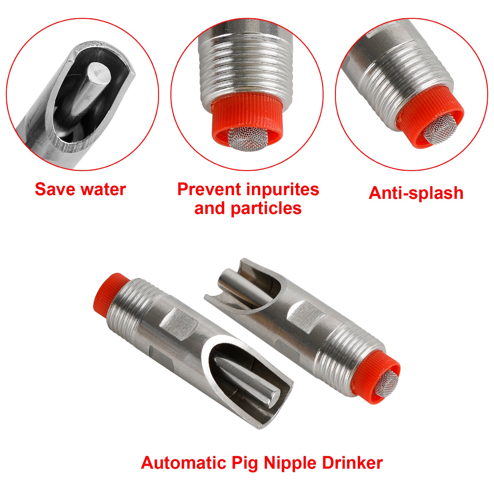 10Pcs Stainless Steel Automatic Pig Waterer with 1/2