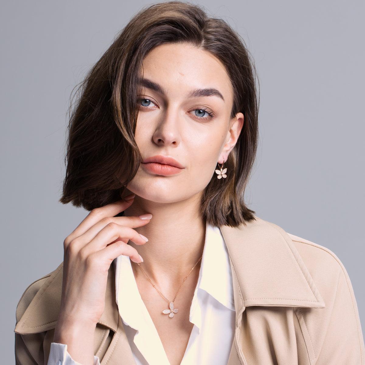 Dreamy Butterfly Rose Gold Pendant Necklace for Women - Elegant 18K Gold Plated Jewelry Gift for Her - Perfect for Valentine's Day, Anniversary & Special Occasions