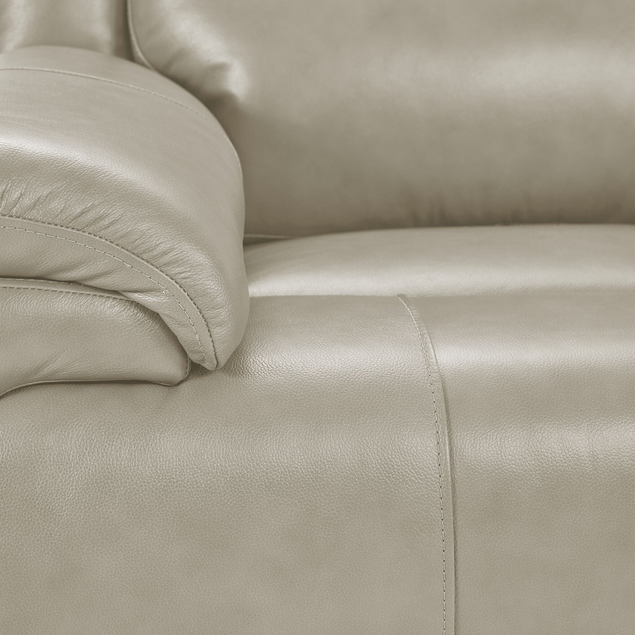 Allie Leather Dual Power Recliner Chair with Massage & Heat - Fog Gray - Modern Electric Reclining Sofa for Living Room, Home Theater & Office Relaxation