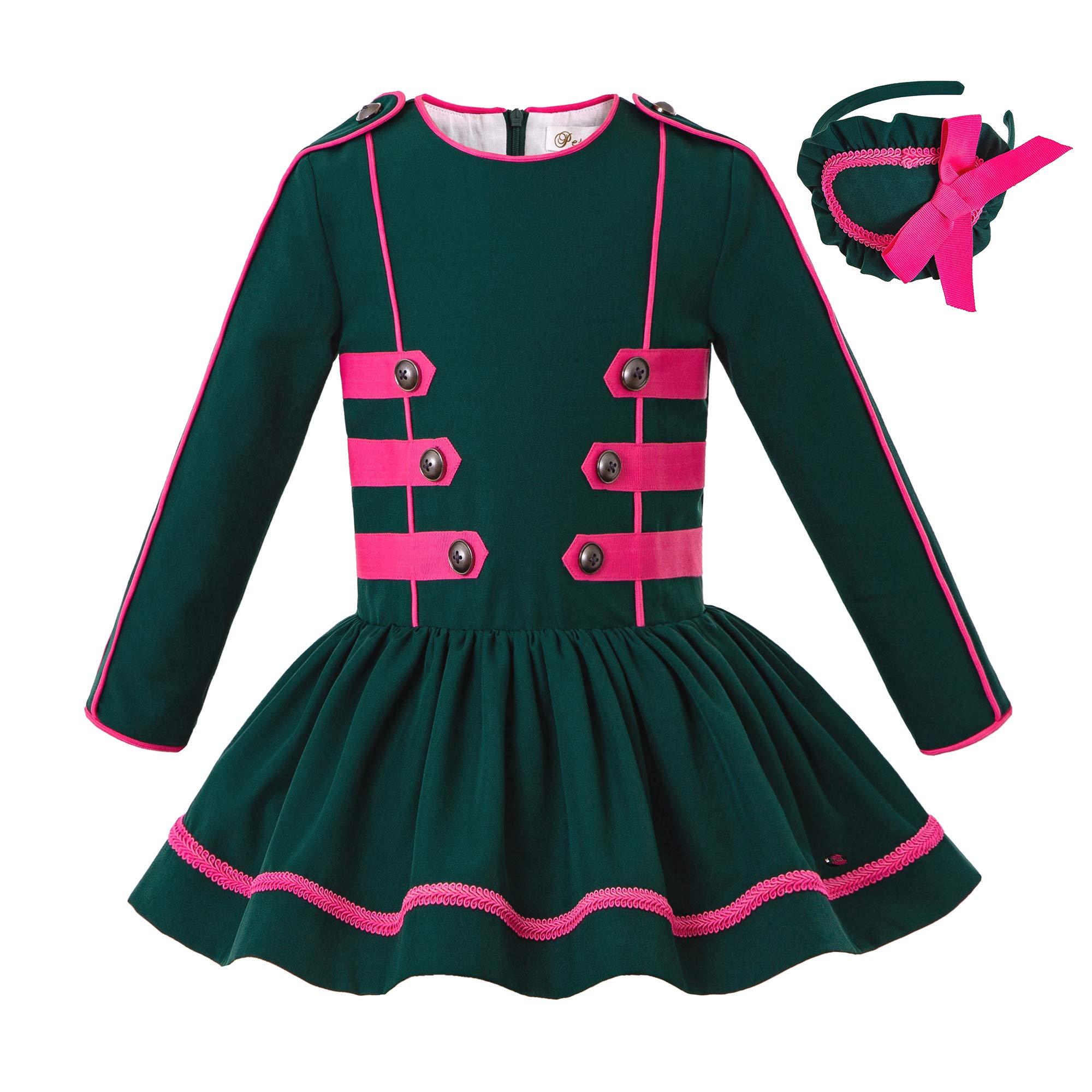 Pettigirl Girls Dark Green Casual Ruffle Dresses with Headband - Perfect for Birthday Parties, School Events & Family Gatherings