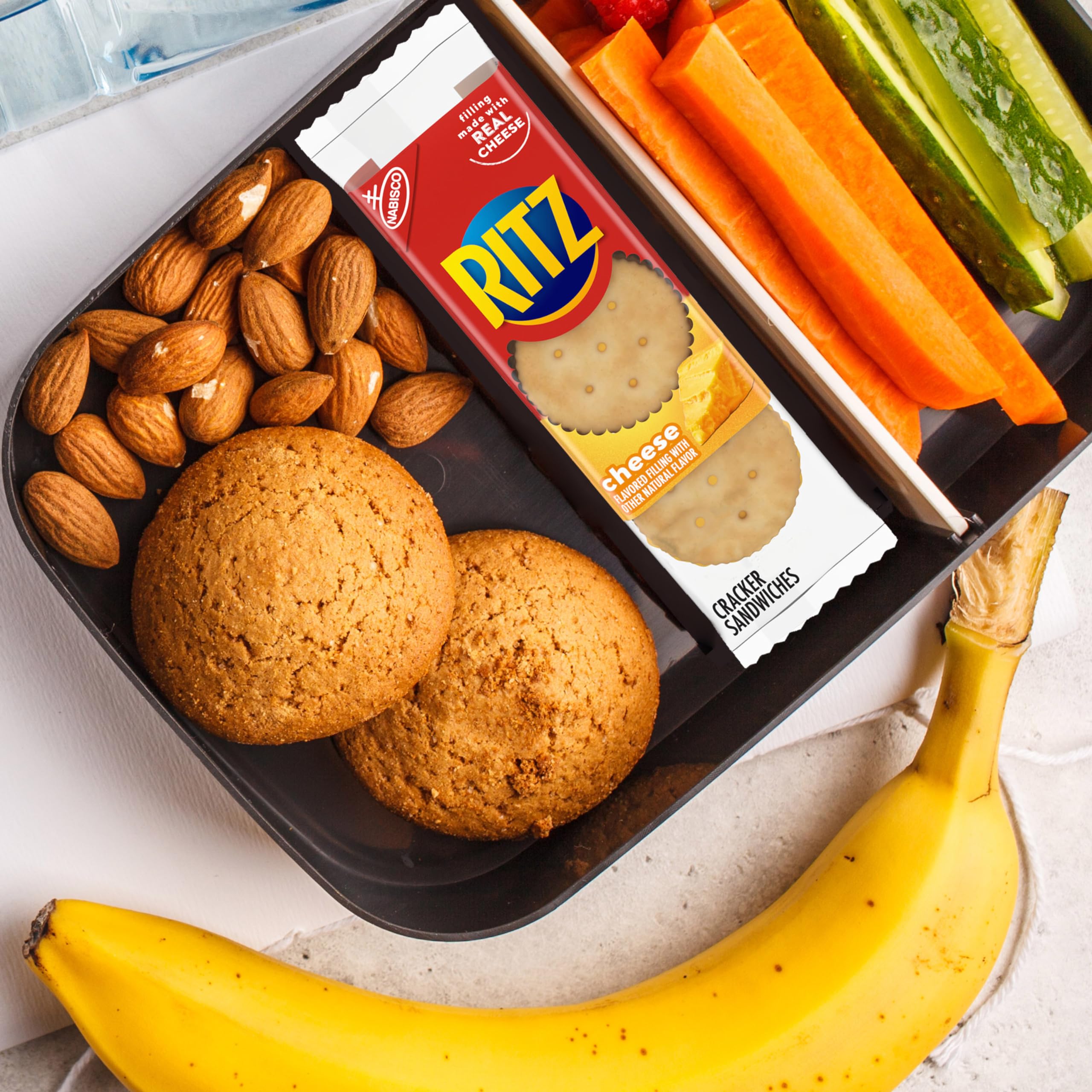 RITZ Peanut Butter & Cheese Sandwich Crackers Variety Pack - 32 Individually Wrapped Snack Packs (6 Crackers Each) - Perfect for School Lunches, Office Snacks & On-the-Go Treats