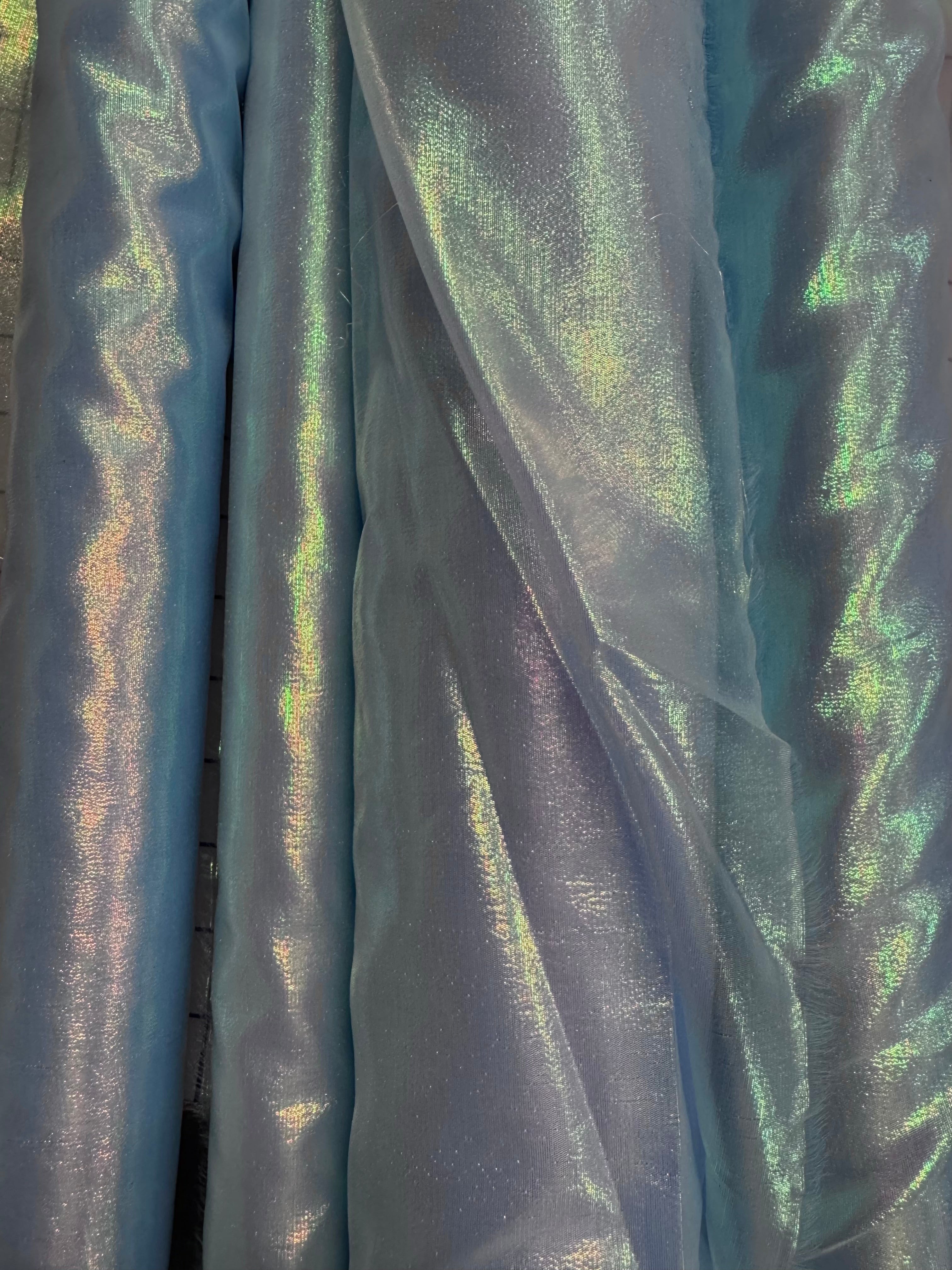 45-Inch Wide Sheer Opalescence Blue Curtains - Light Filtering Window Drapes for Living Room, Bedroom & Home Decor