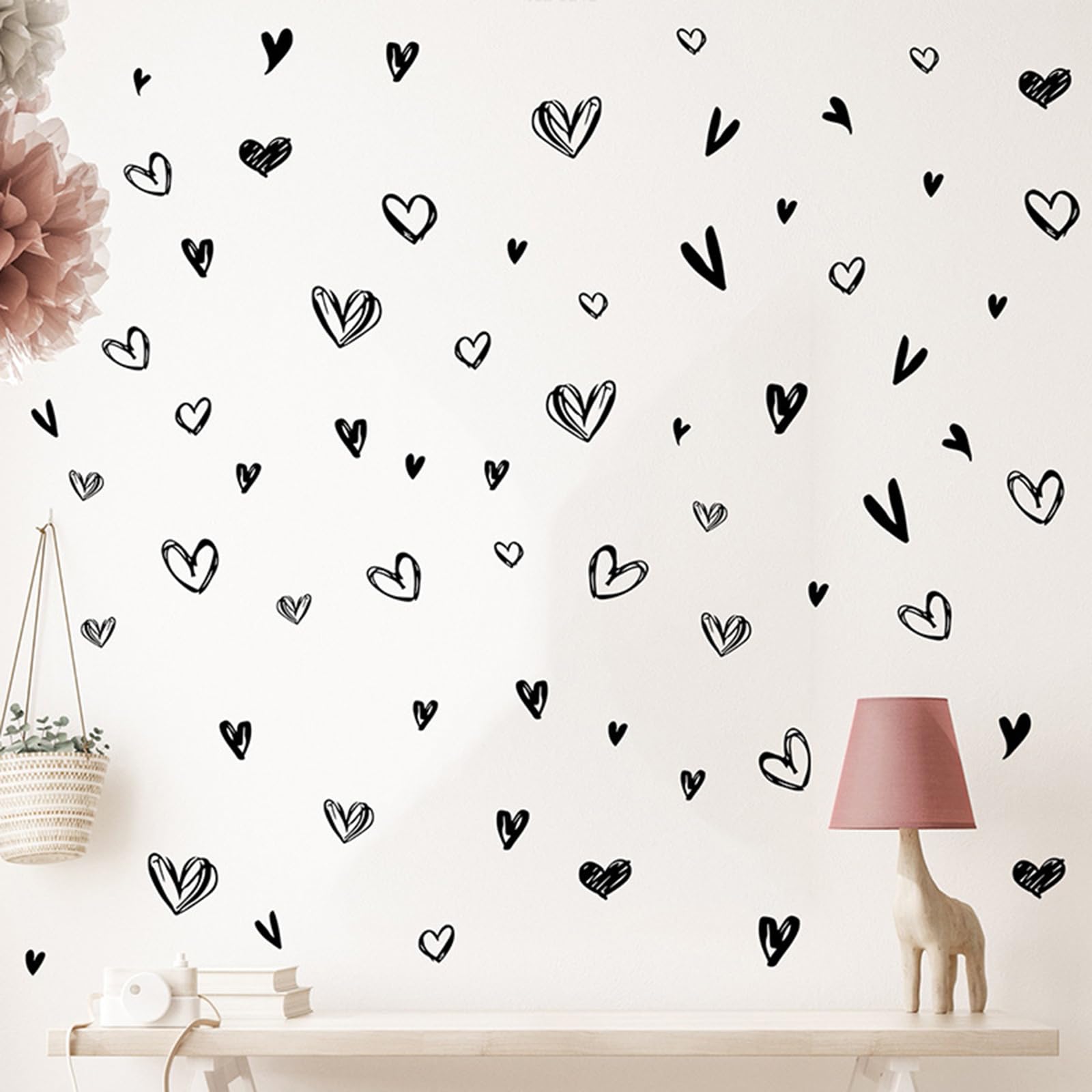 Boho Heart Wall Decals - Self-Adhesive Heart Shaped Wall Stickers for Nursery, Kids Room & Living Room Decor | Peel & Stick Wall Art for Home, Bedroom, Dorm