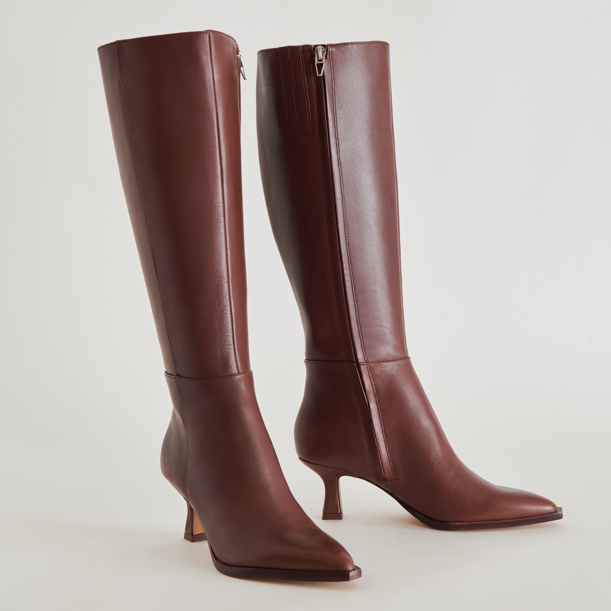 AUGGIE Wide Calf Boots for Women - Chocolate Brown Leather Mid Calf Boots - Comfortable & Stylish for Fall, Winter & Casual Outfits