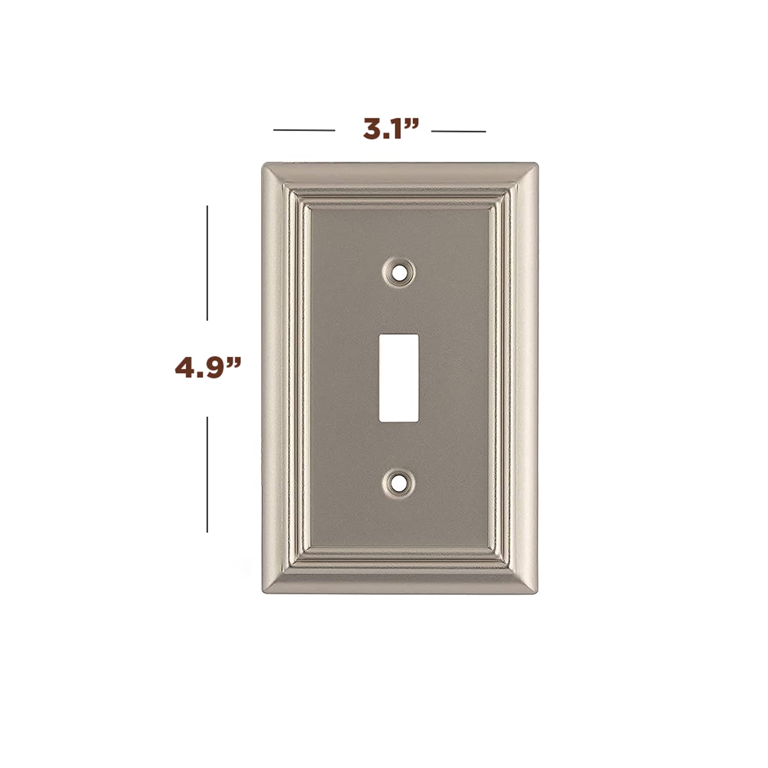 SLEEKLIGHTING Brushed Nickel Outlet Covers and Switch Plates - Decorative Wall Plate Light Switch Cover Beveled Edge - Variety of Styles (Decorator/Duplex/Toggle/Combo) - 1 Gang Toggle Size (4 Pack) - Perfect for Home, Office & Commercial Electrical Upgrades
