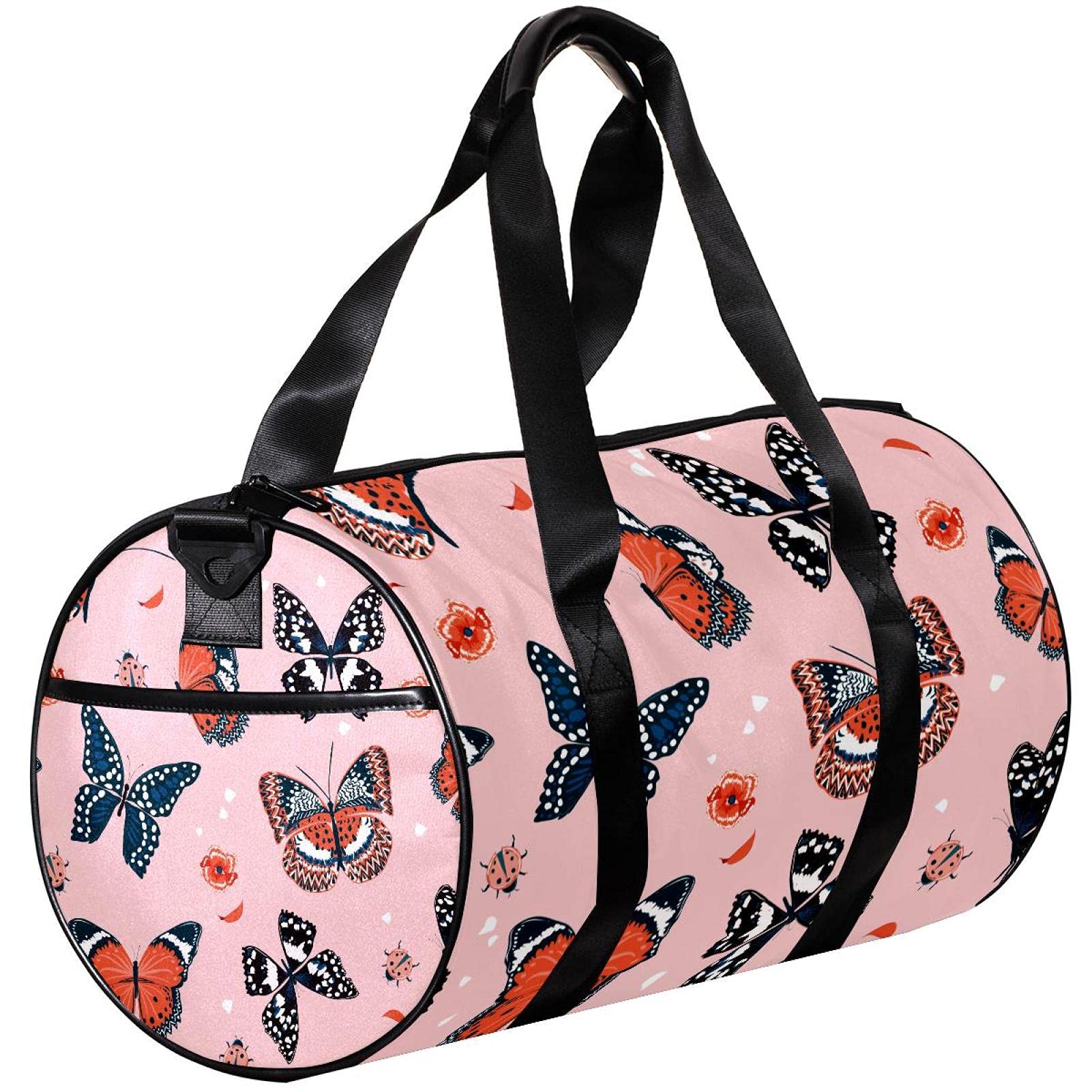 Women's Gym Duffle Bag - Butterfly Pink Sports Bag for Workout & Travel