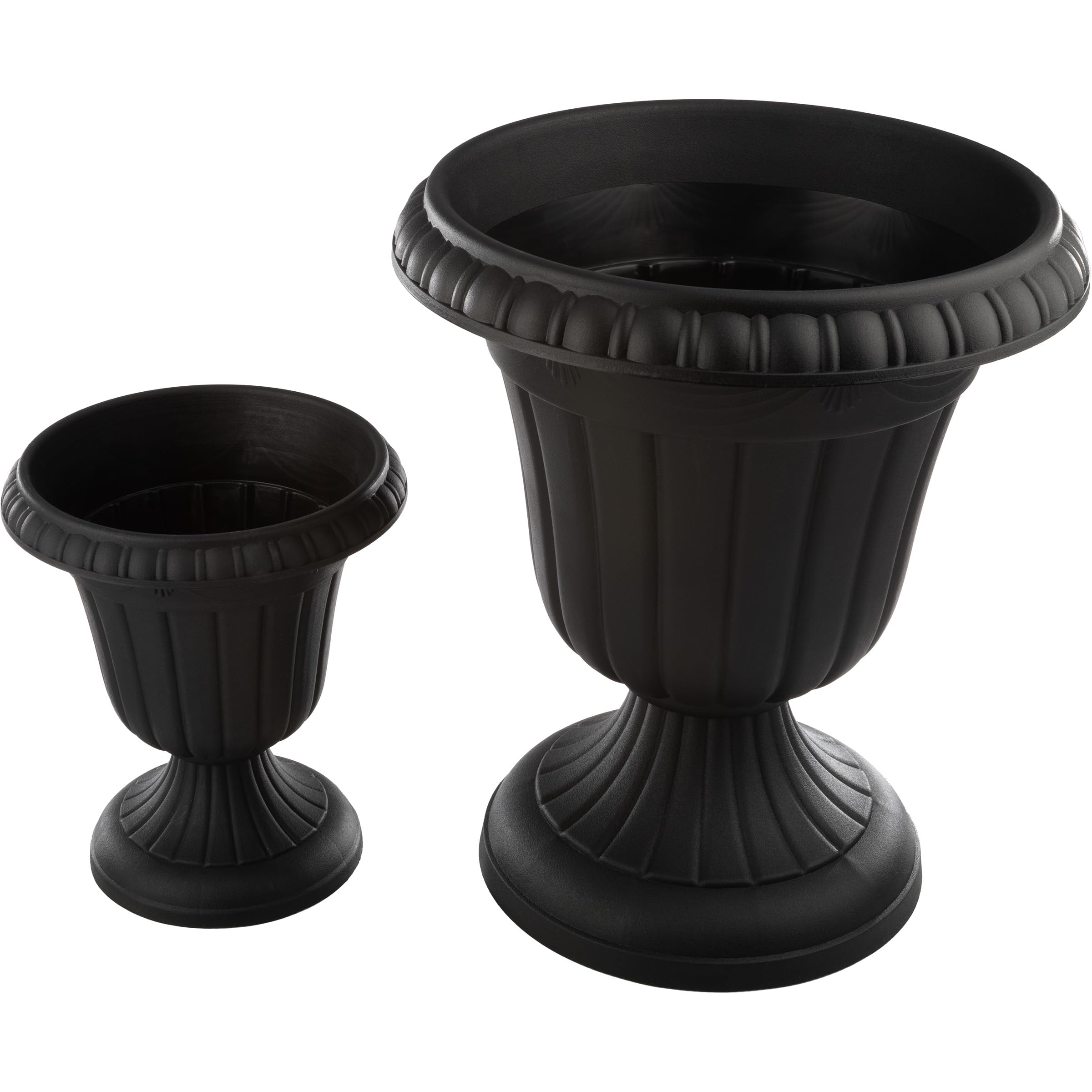 Pure Garden Outdoor Planter 2-Pack - Large & Small Plastic Urn Planters for Indoor/Outdoor Decor - Black Flower Pots for Front Porch, Patio, Garden | Perfect for Flowers, Herbs, Home Landscaping & DIY Projects | Great for Home Decor, Wedding Centerpieces & Office Plants