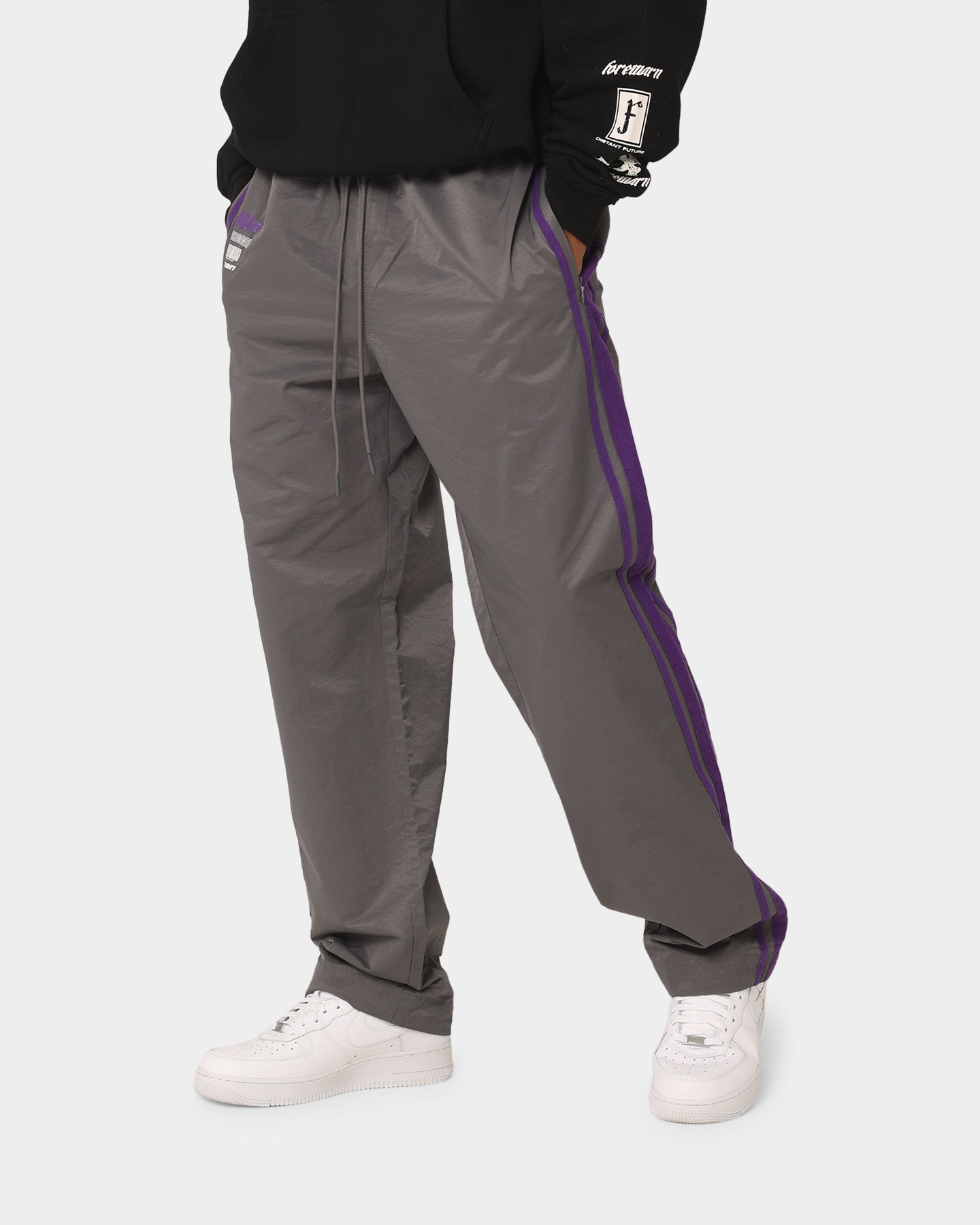 404 Racer Trackpant Charcoal/Purple - Men's Athletic Joggers for Running, Gym & Casual Wear - High Performance Workout Pants with Comfort Fit