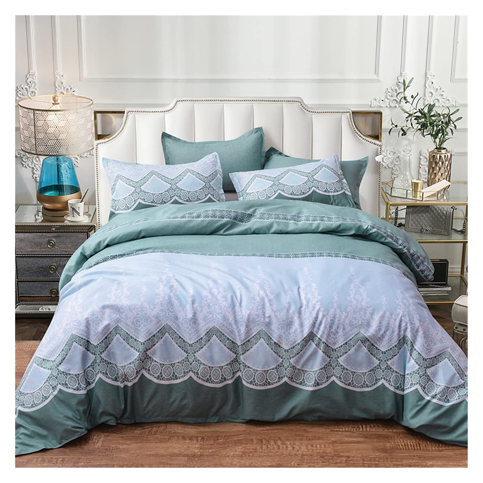 TOMYEUS Floral Duvet Cover Set - King/Queen/Full Size Printed Quilt Cover with Pillowcases - Elegant Home Textile Bedding for Master Bedroom, Guest Room & Hotel Decor