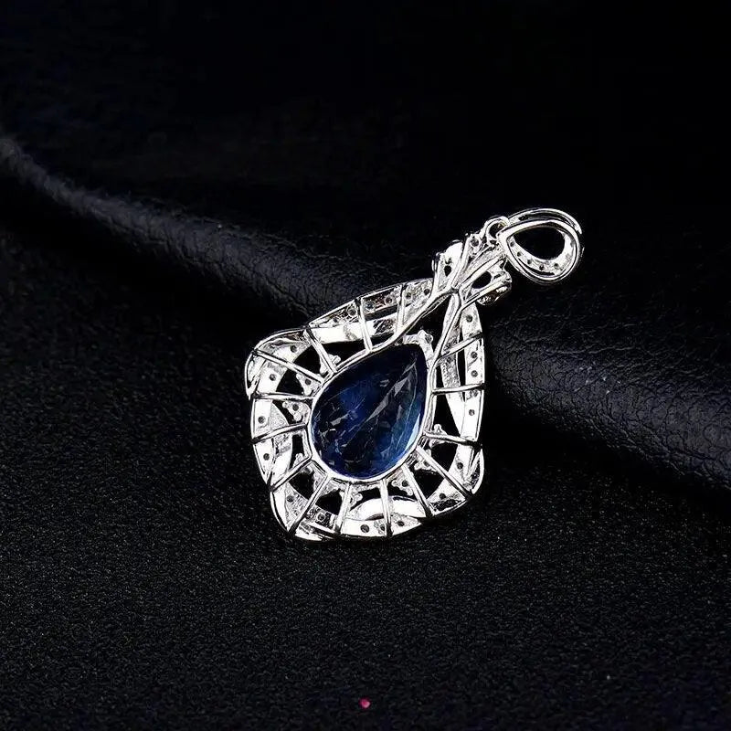 LANMI Tanzanite Pendant - 14K White Gold Pear Cut Natural Tanzanite & Diamond Jewelry for Women | Elegant Necklace for Weddings, Anniversaries & Special Occasions