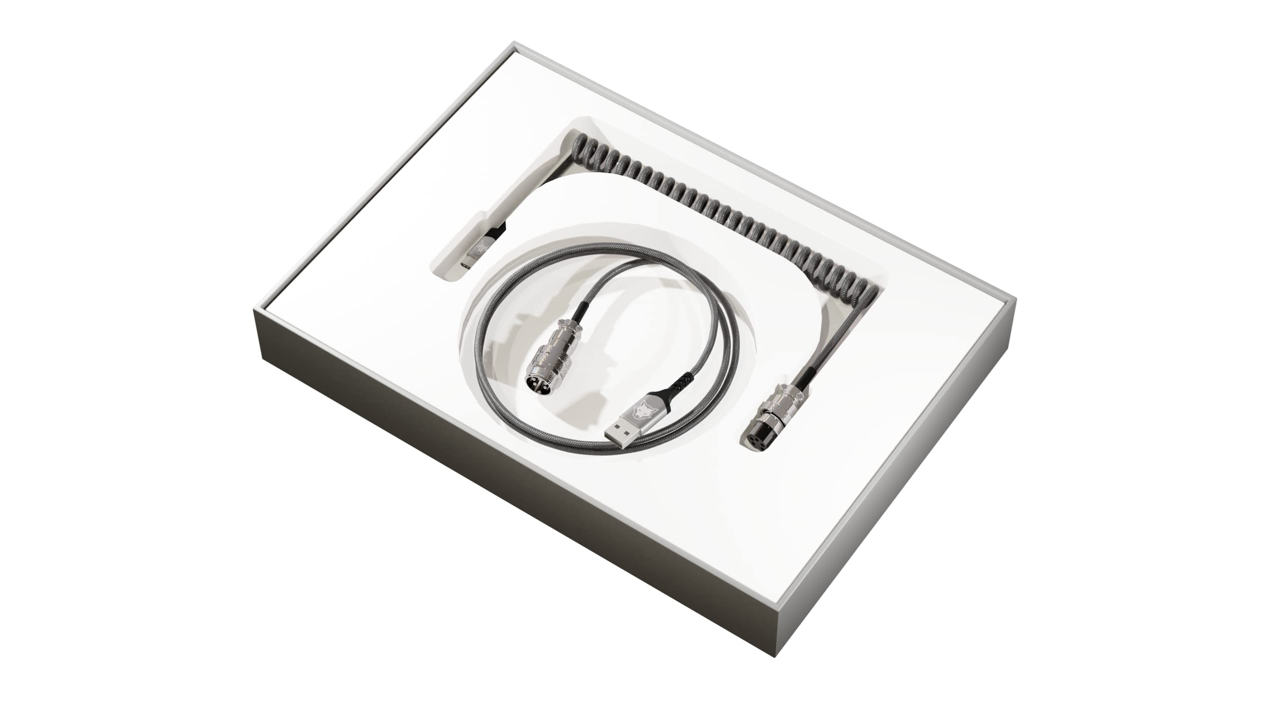 SubZERO Gaming Coiled Mechanical Keyboard Cable - Premium Double-Sleeved USB-C Cable with Detachable Aviator Connector, 6.6ft Dark Gray - Perfect for Mechanical Keyboards, Gaming Setups & Workstations