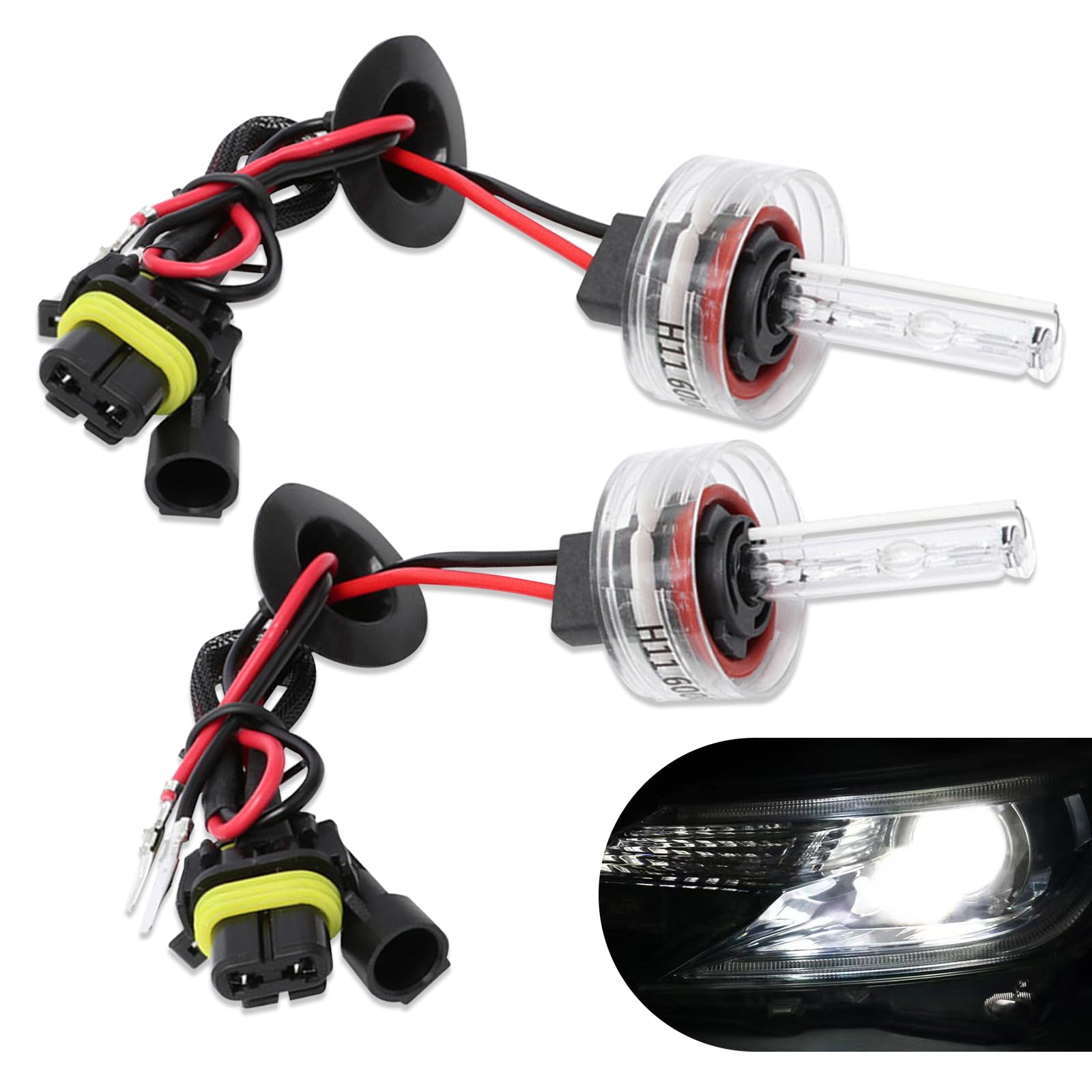 2 PCS H11 LED Car Bulbs 6000K White - 35W 3200LM High Low Beam Replacement with Stents Base - Perfect for Headlight Upgrades, Night Driving & Enhanced Visibility