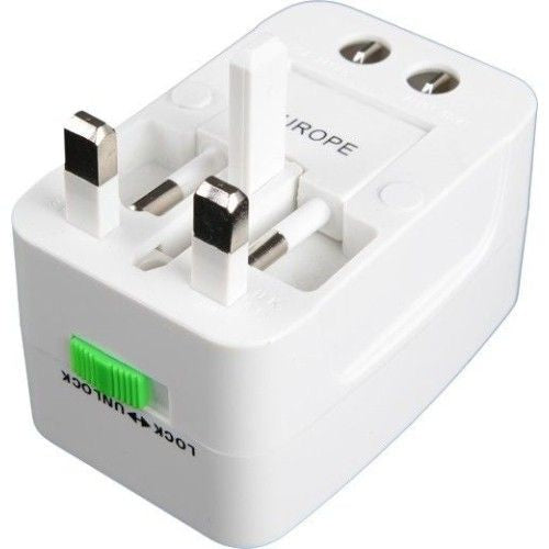 Universal All-in-One AC Power Adapter with Interchangeable Plugs (US/UK/EU/AU) - Perfect for Travel, Business Trips & International Devices Charging